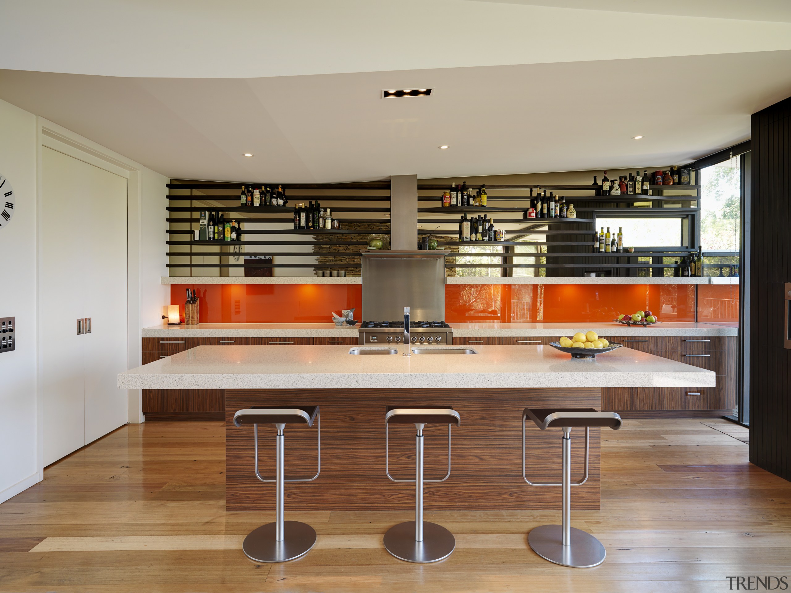 View of a cafe-styled kitchen which features an countertop, interior design, kitchen, gray, brown