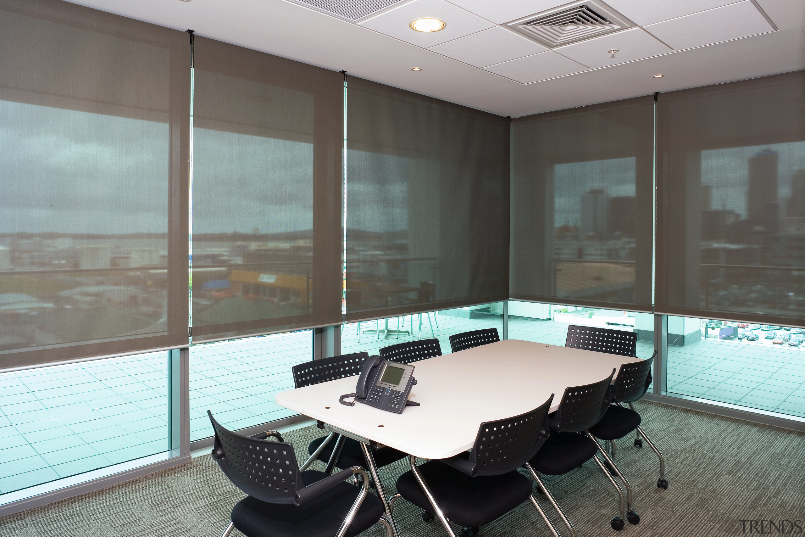 view of this office/meeting room in the new conference hall, glass, interior design, office, window, window covering, gray