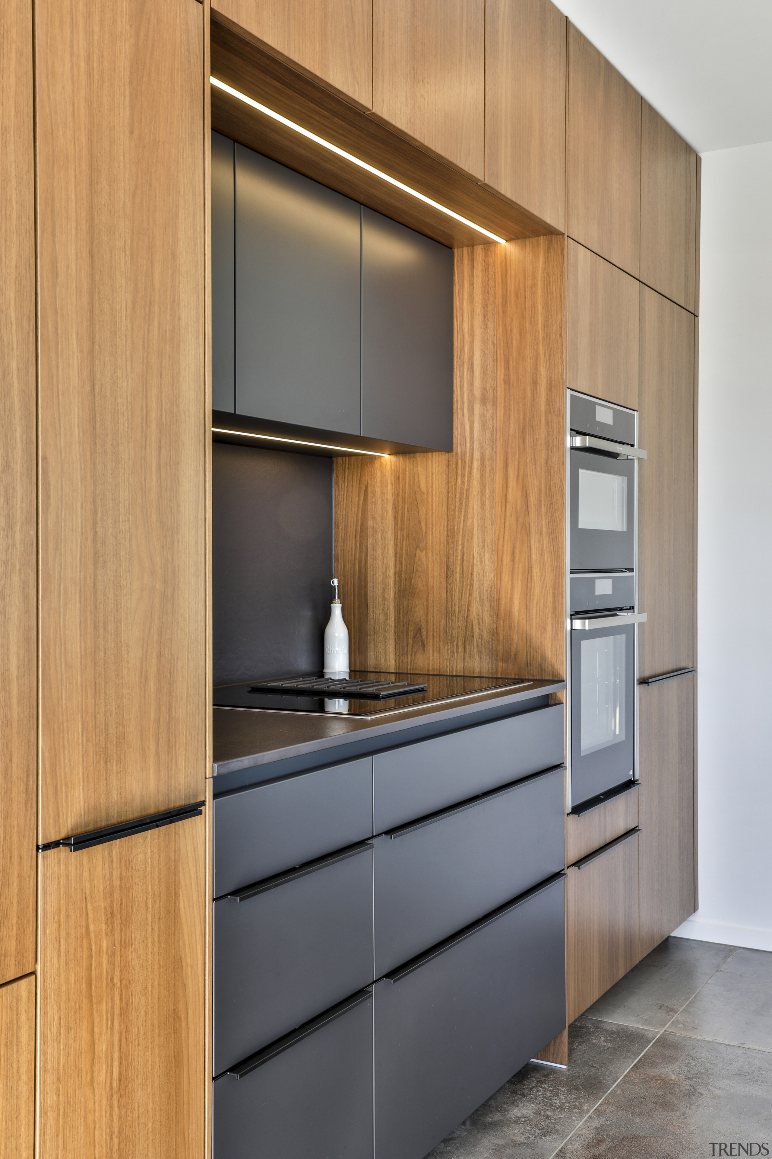 Rear cabinetry wall. - In step with the 