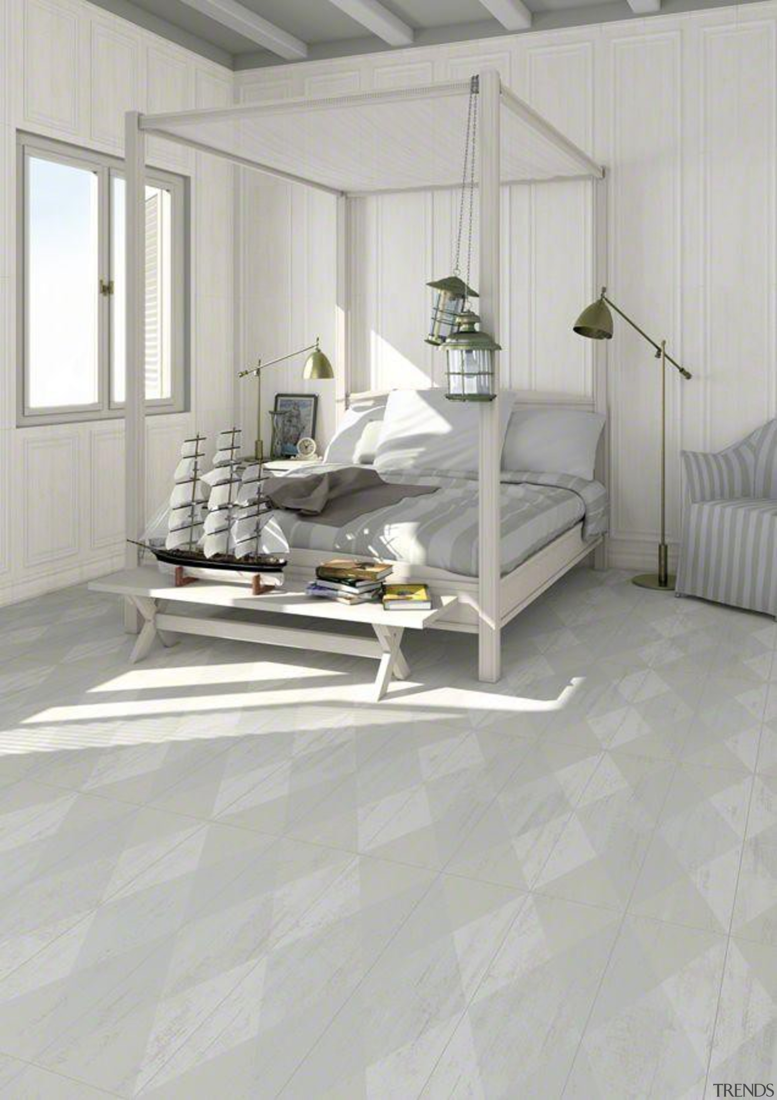 Argyle Geometric pattern porcelain tiles in 218x893mm plank bed frame, floor, flooring, furniture, hardwood, interior design, laminate flooring, tile, wall, wood, wood flooring, gray