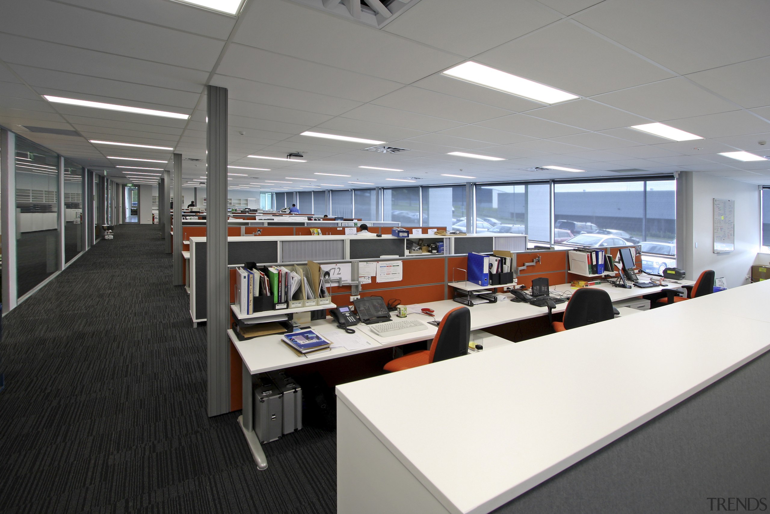 Interior view of offices at Schneider Electrical head institution, office, gray, black