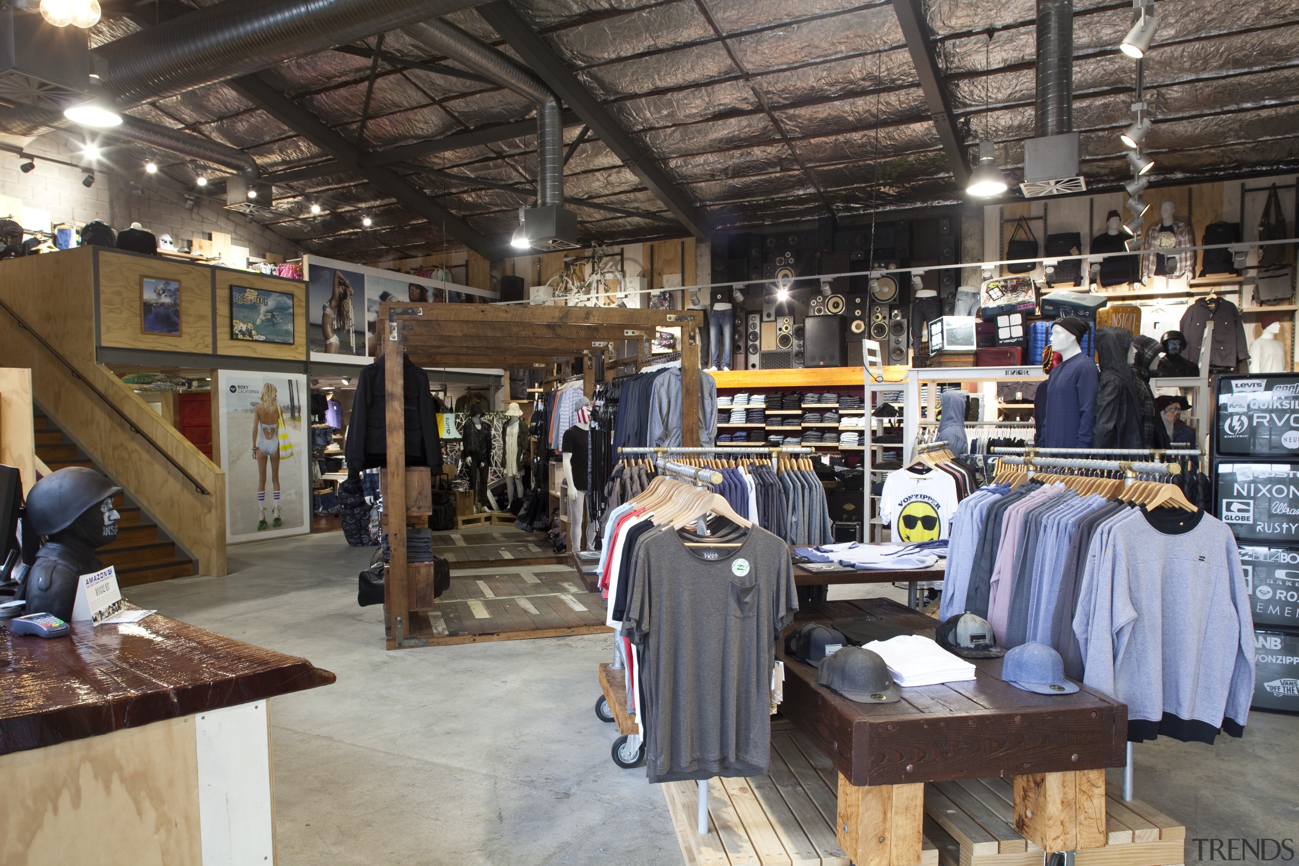 View of retail shop with interior and exterior boutique, retail, gray, black