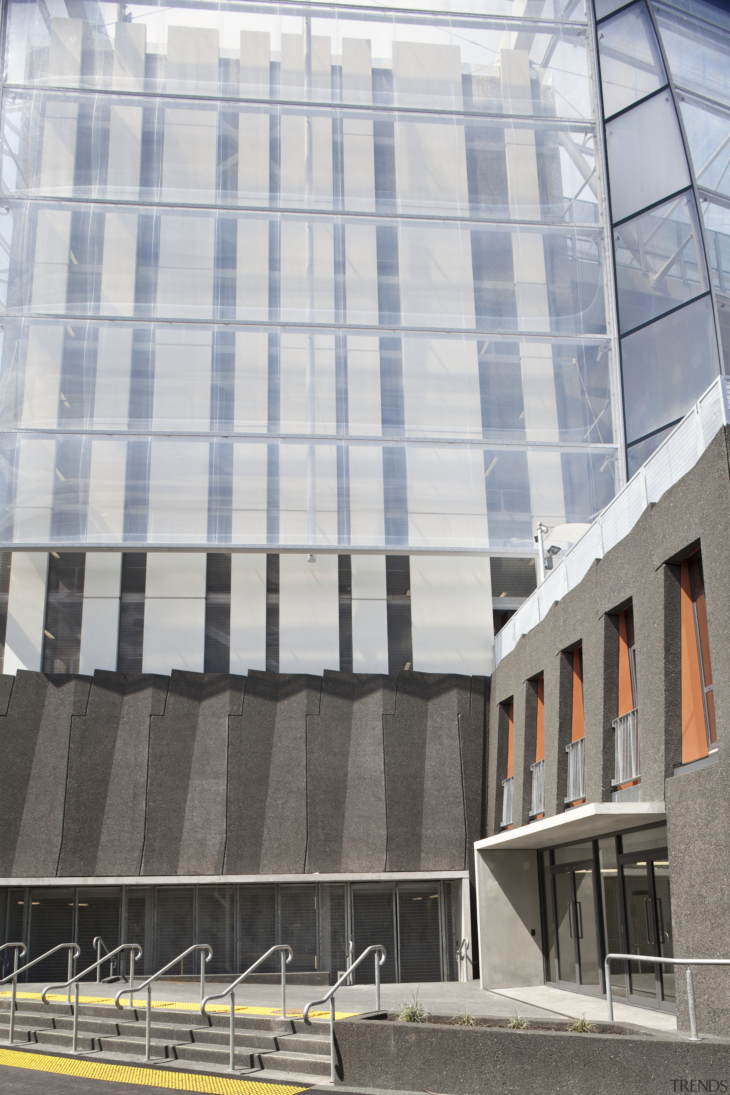 Exterior view of Eden Park which features precast architecture, building, city, commercial building, condominium, corporate headquarters, daylighting, daytime, facade, headquarters, landmark, line, metropolis, metropolitan area, mixed use, residential area, structure, urban area, window, gray
