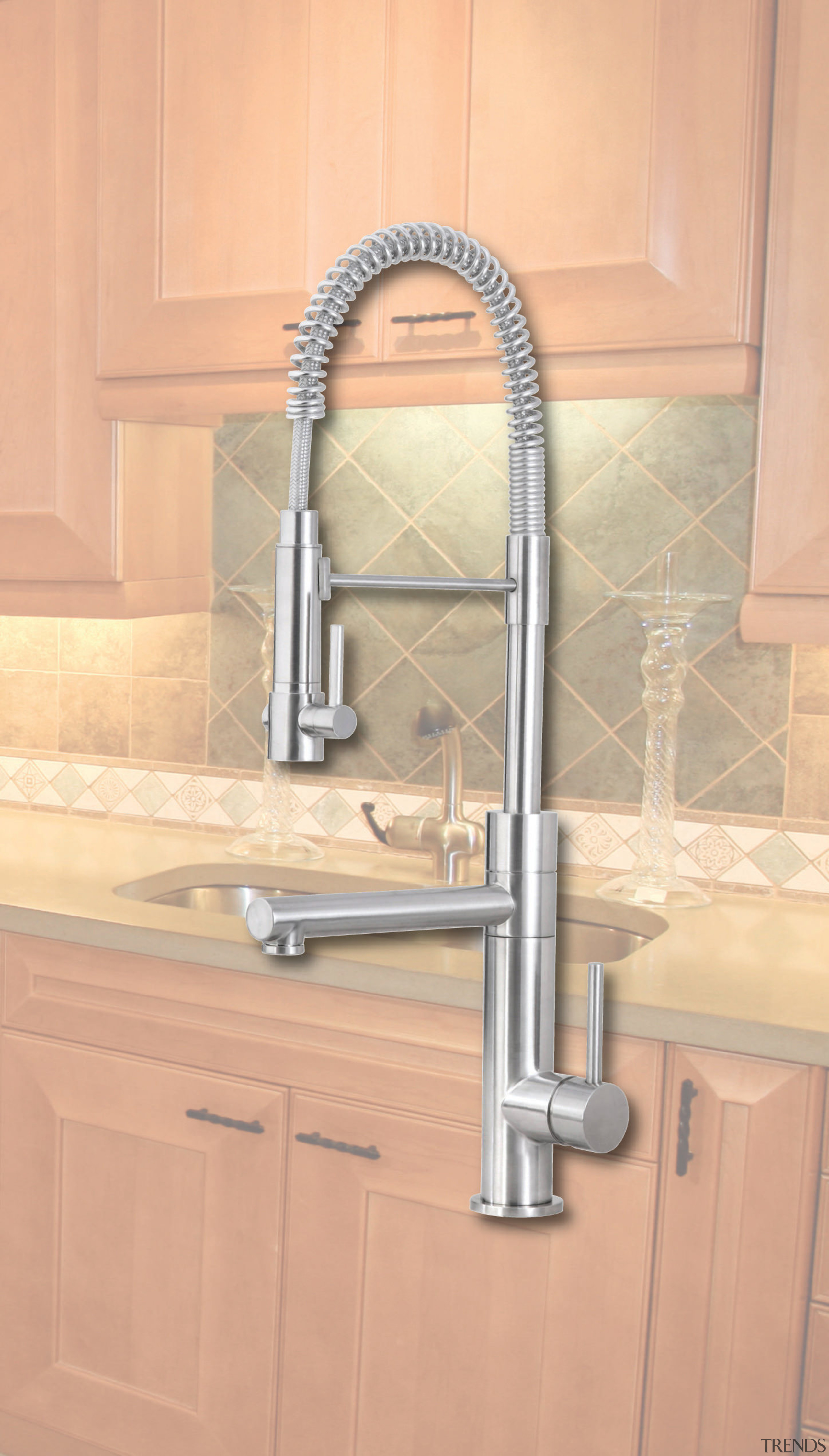 View of kitchen which features sink and arched plumbing fixture, product design, sink, tap, orange