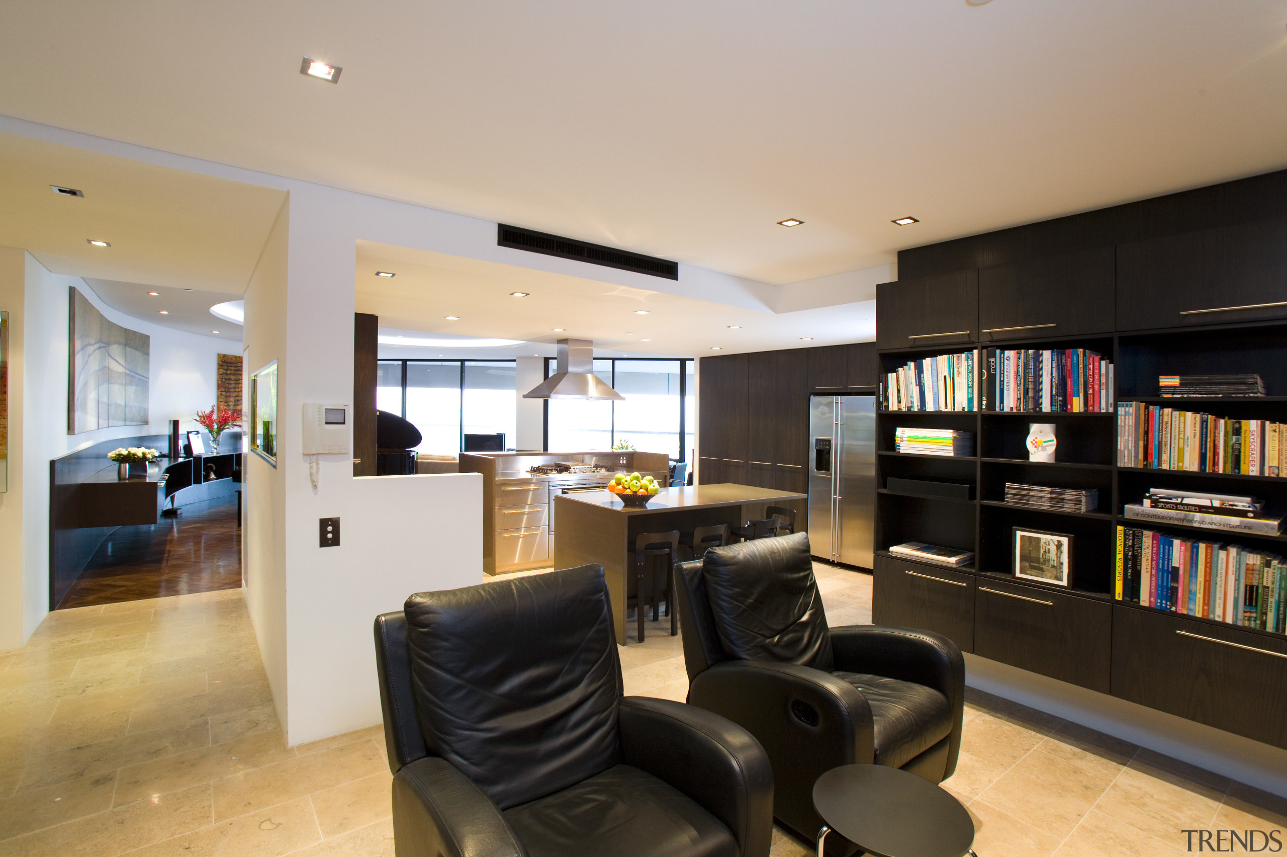 To open the interior and bathe it in interior design, living room, real estate, room, black, gray