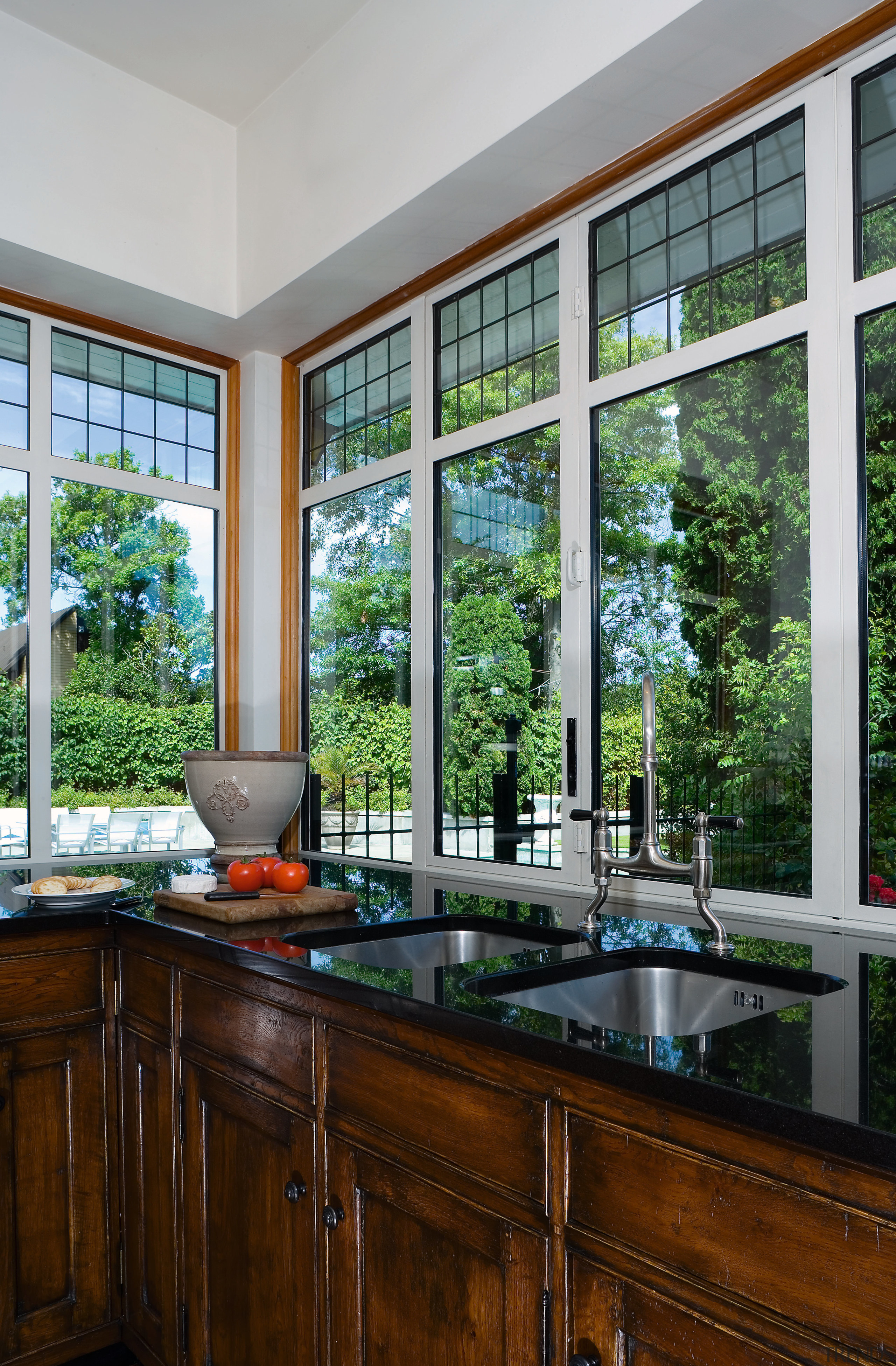 A view of this kitchen feautring solida aged cabinetry, countertop, estate, home, interior design, kitchen, real estate, window, gray