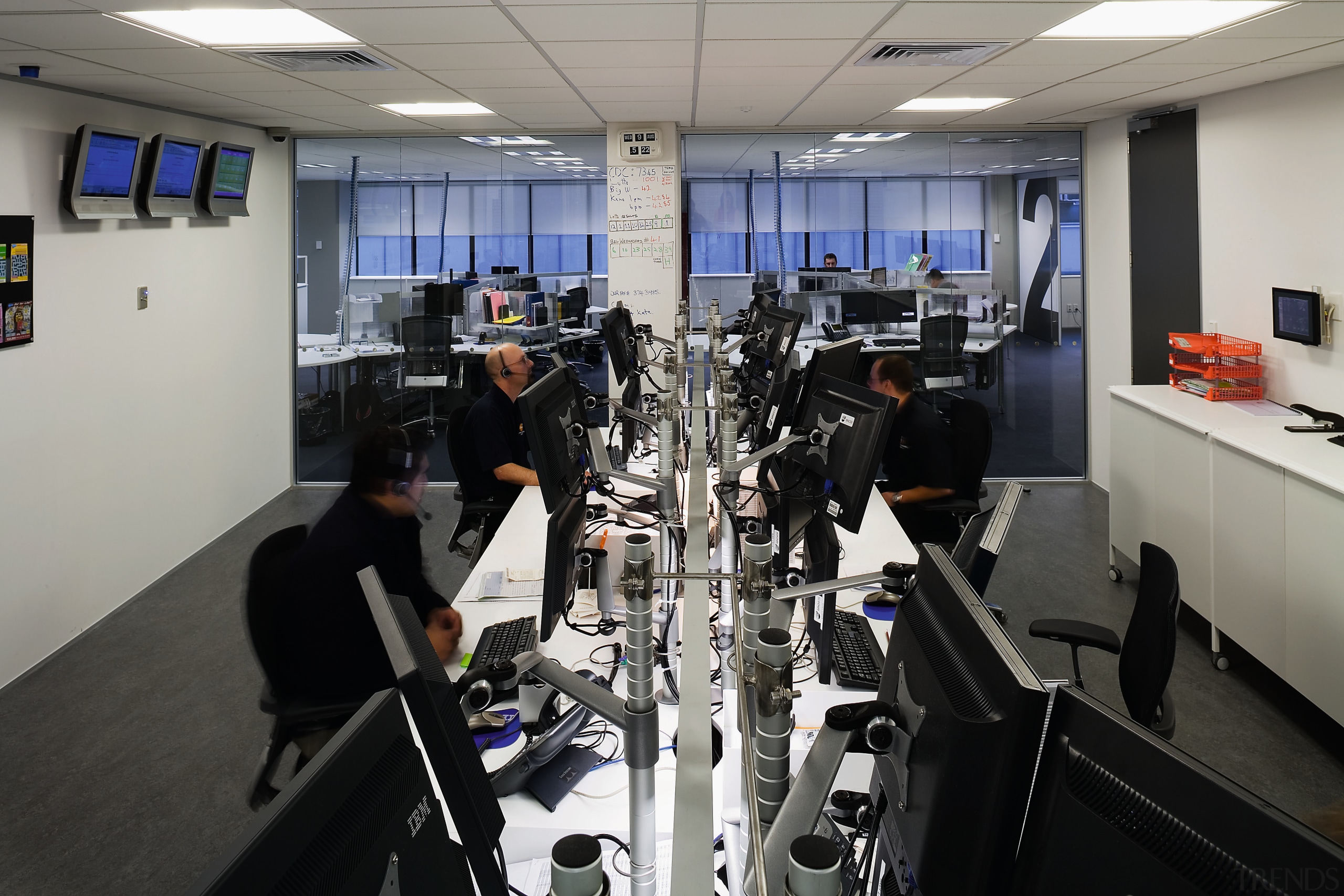 view of the computer area in this office technology, gray, black