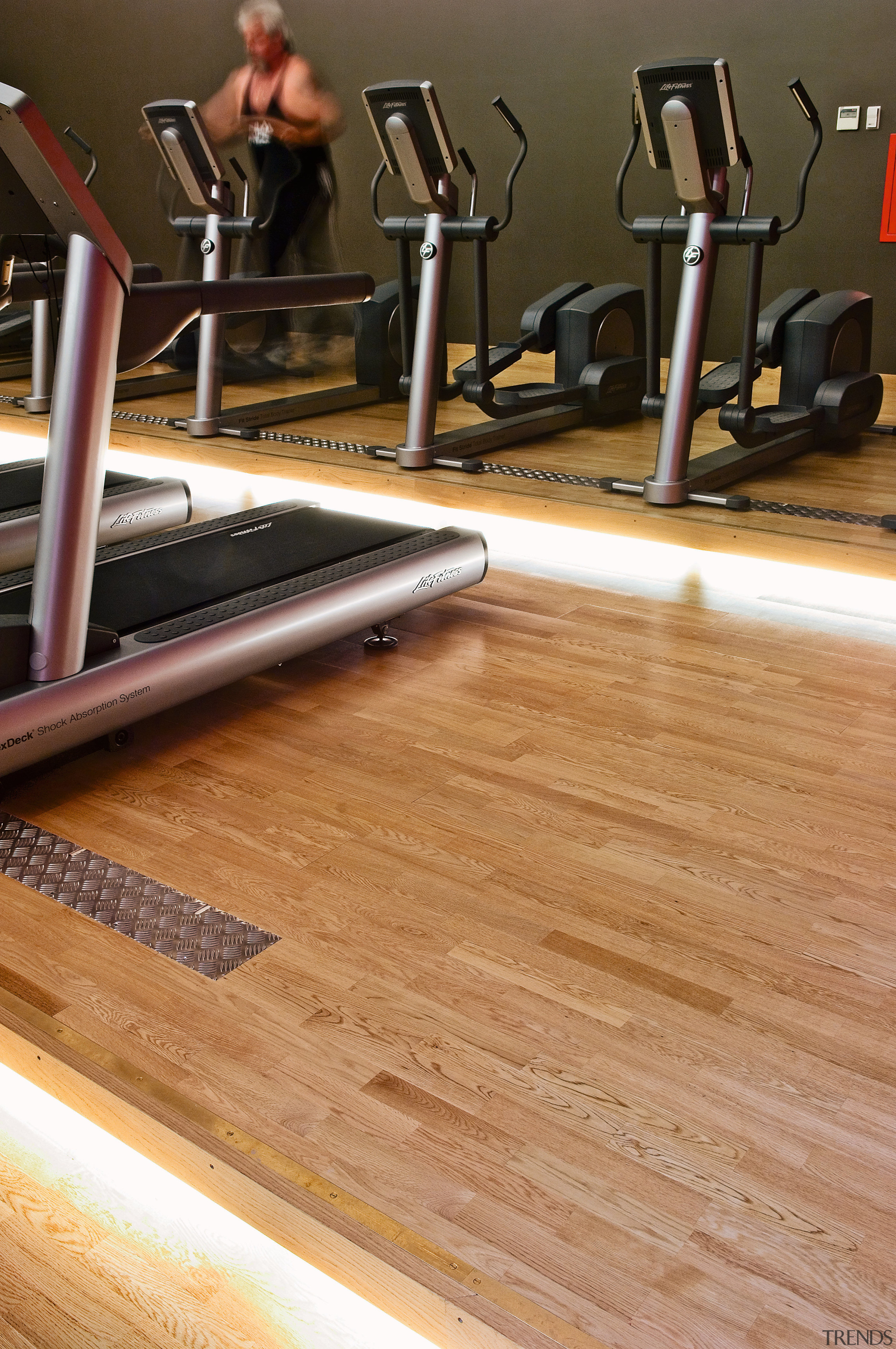 A view of some timber flooring from Moxon floor, flooring, furniture, gym, hardwood, laminate flooring, room, sport venue, structure, table, wood, wood flooring, orange, brown