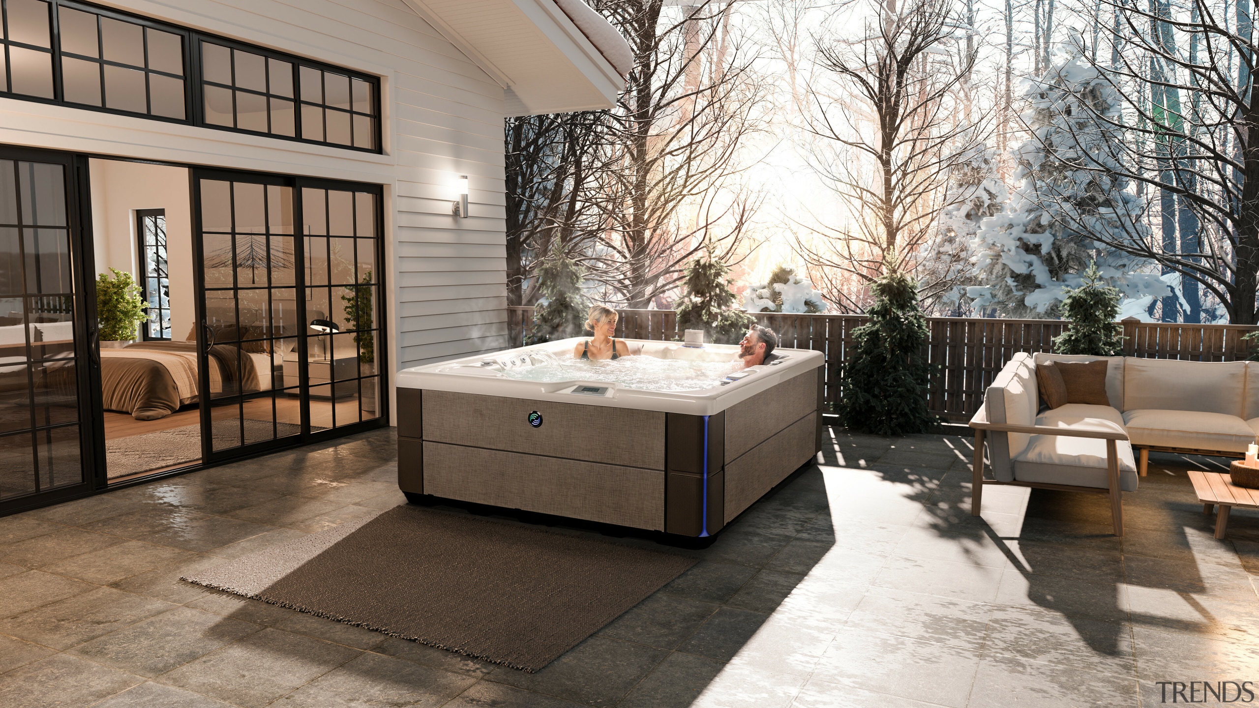 The Highlife Sovereign portable spa in Ivory. 
