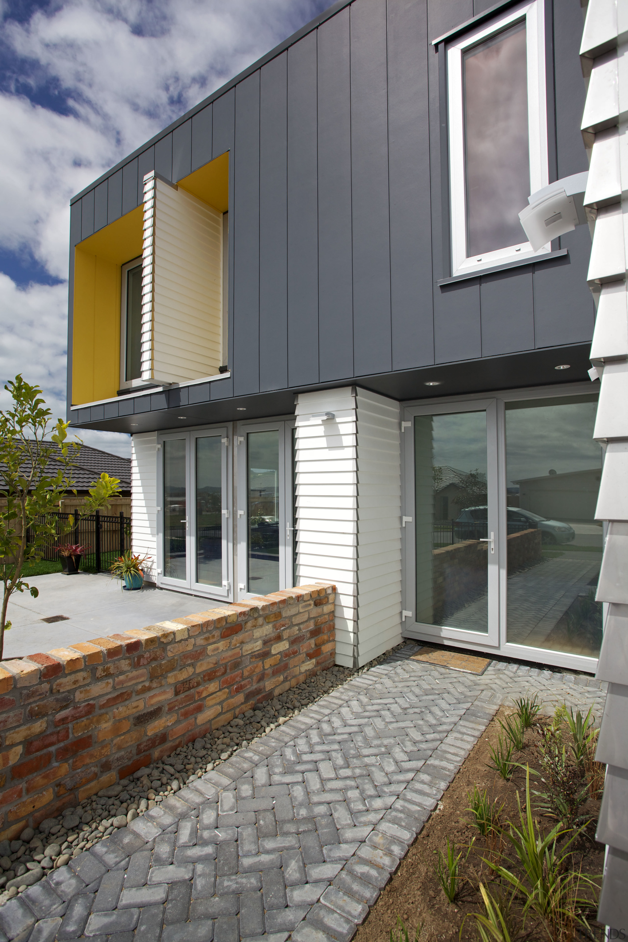 Linea® Weatherboards and Stria® Cladding offer heavy-duty performance architecture, building, elevation, facade, home, house, property, real estate, residential area, siding, window, gray
