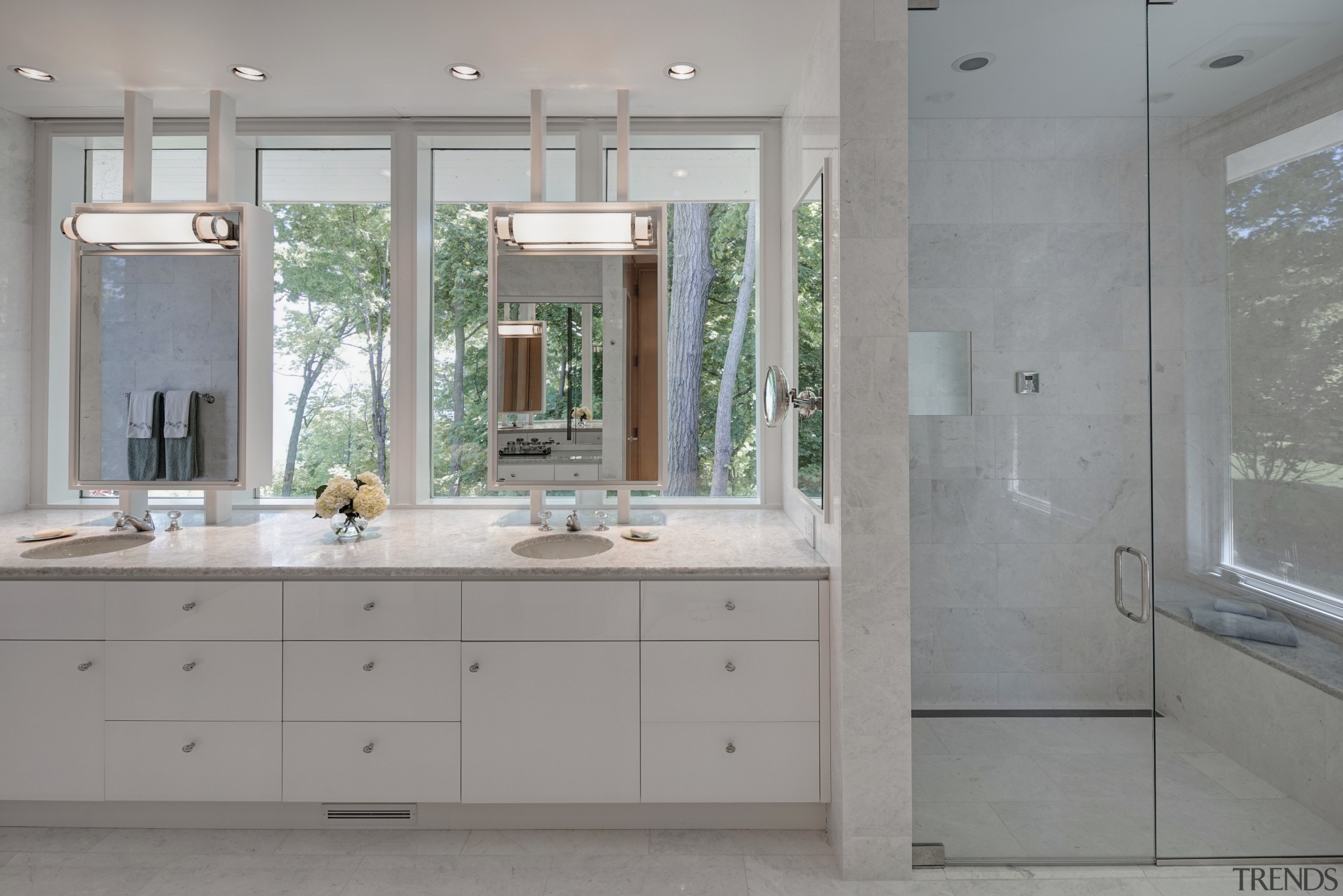 This new shower in a master suite addition bathroom, bathroom accessory, bathroom cabinet, cabinetry, countertop, floor, home, interior design, kitchen, room, sink, gray