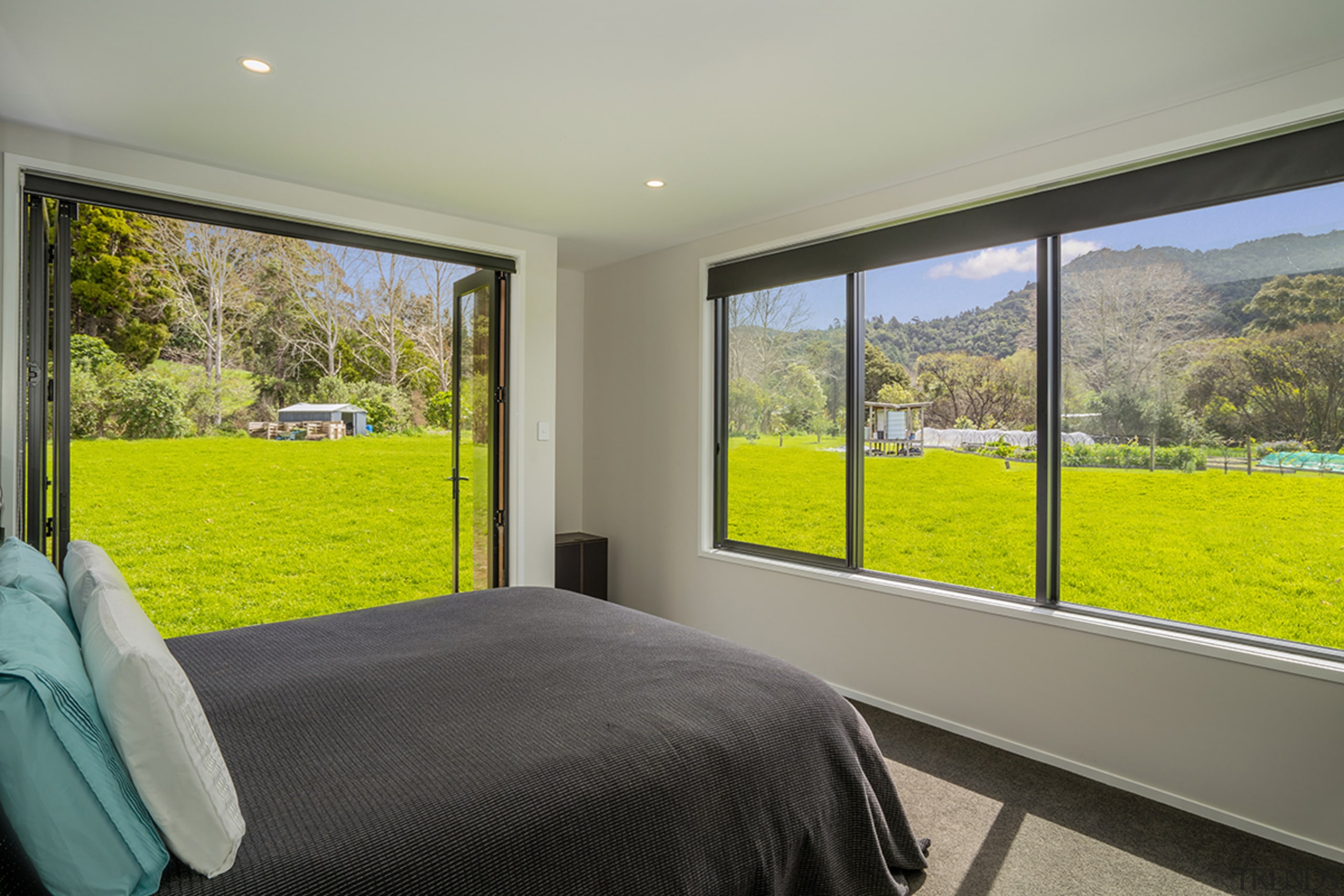 In this Landmark Homes residence even the bedrooms gray