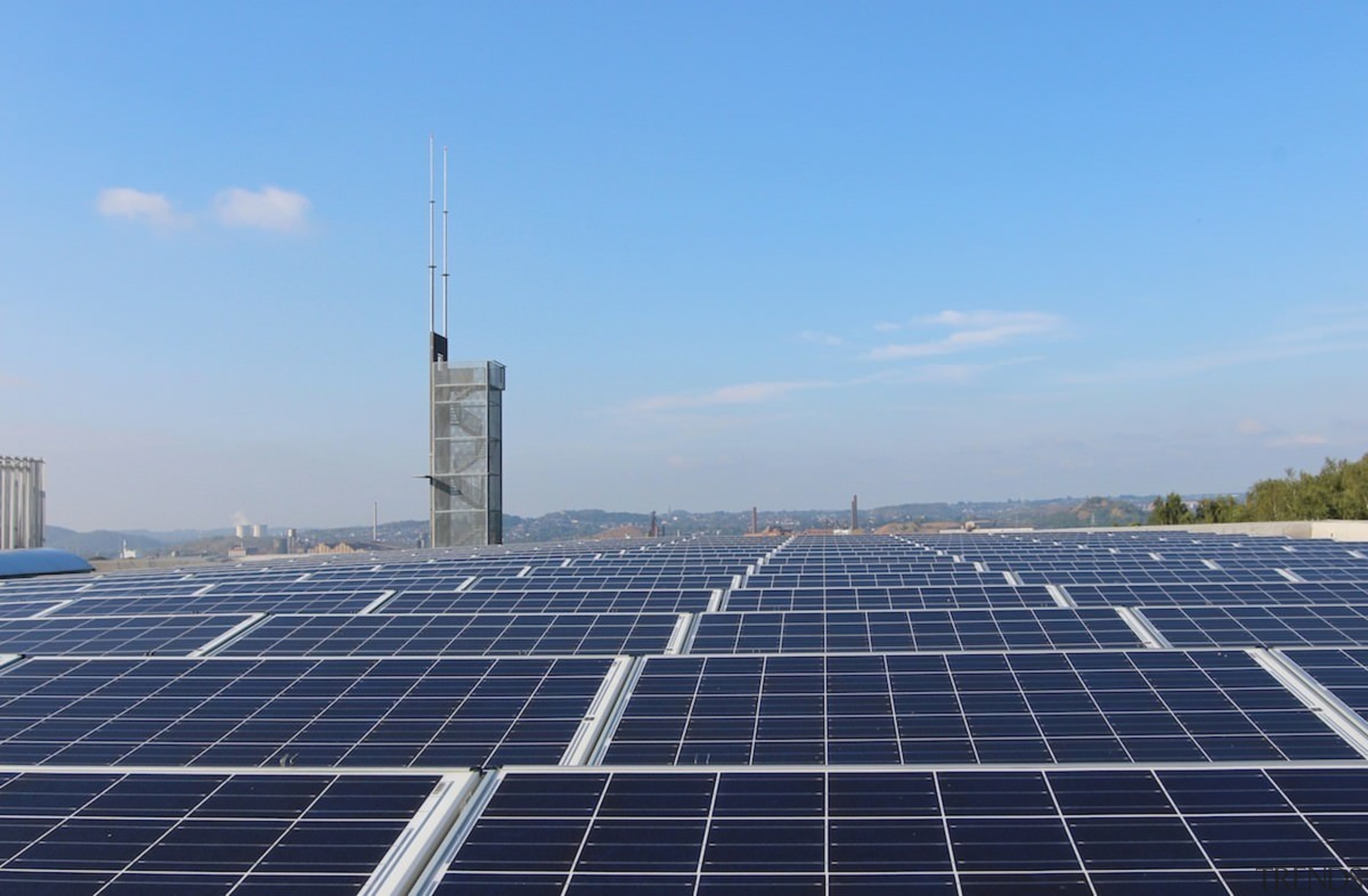 569 firestation - 569 firestation - daytime | daytime, energy, roof, sky, solar energy, solar panel, solar power, sunlight, technology, teal, blue