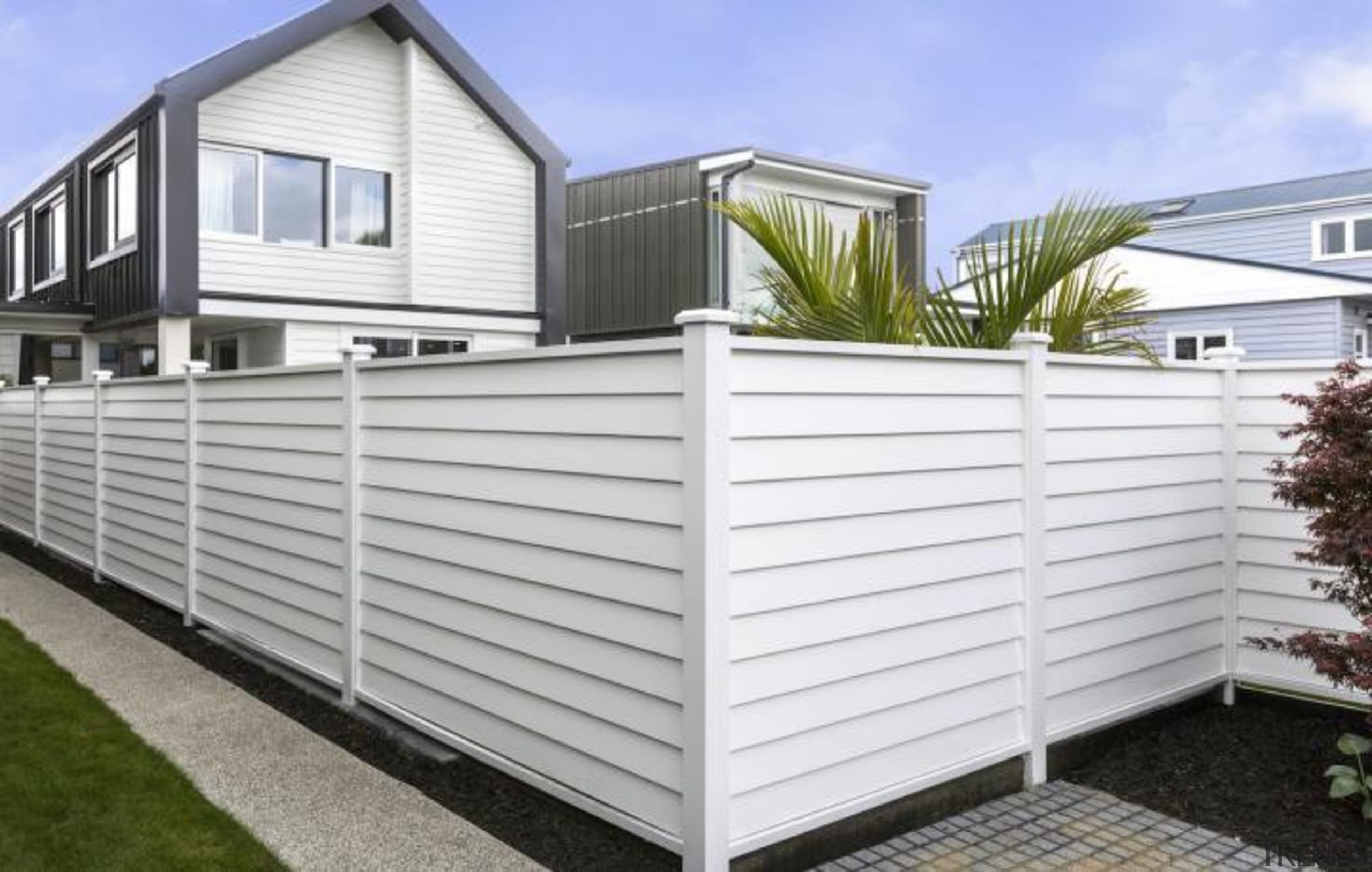 theblock2014109.jpg - theblock2014109.jpg - facade | fence | facade, fence, home, home fencing, house, outdoor structure, property, real estate, shed, siding, white, gray