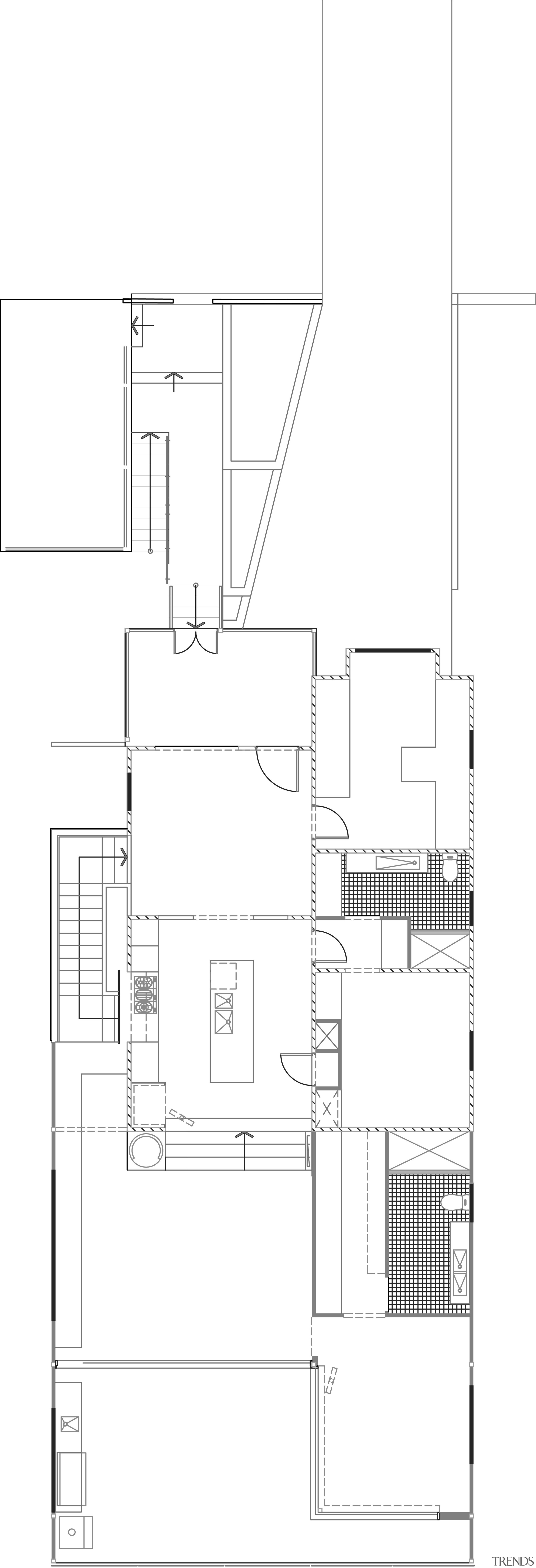 View of architectural plans for this renovated home. angle, architecture, area, design, diagram, drawing, elevation, floor plan, house, line, plan, product, product design, square, structure, white