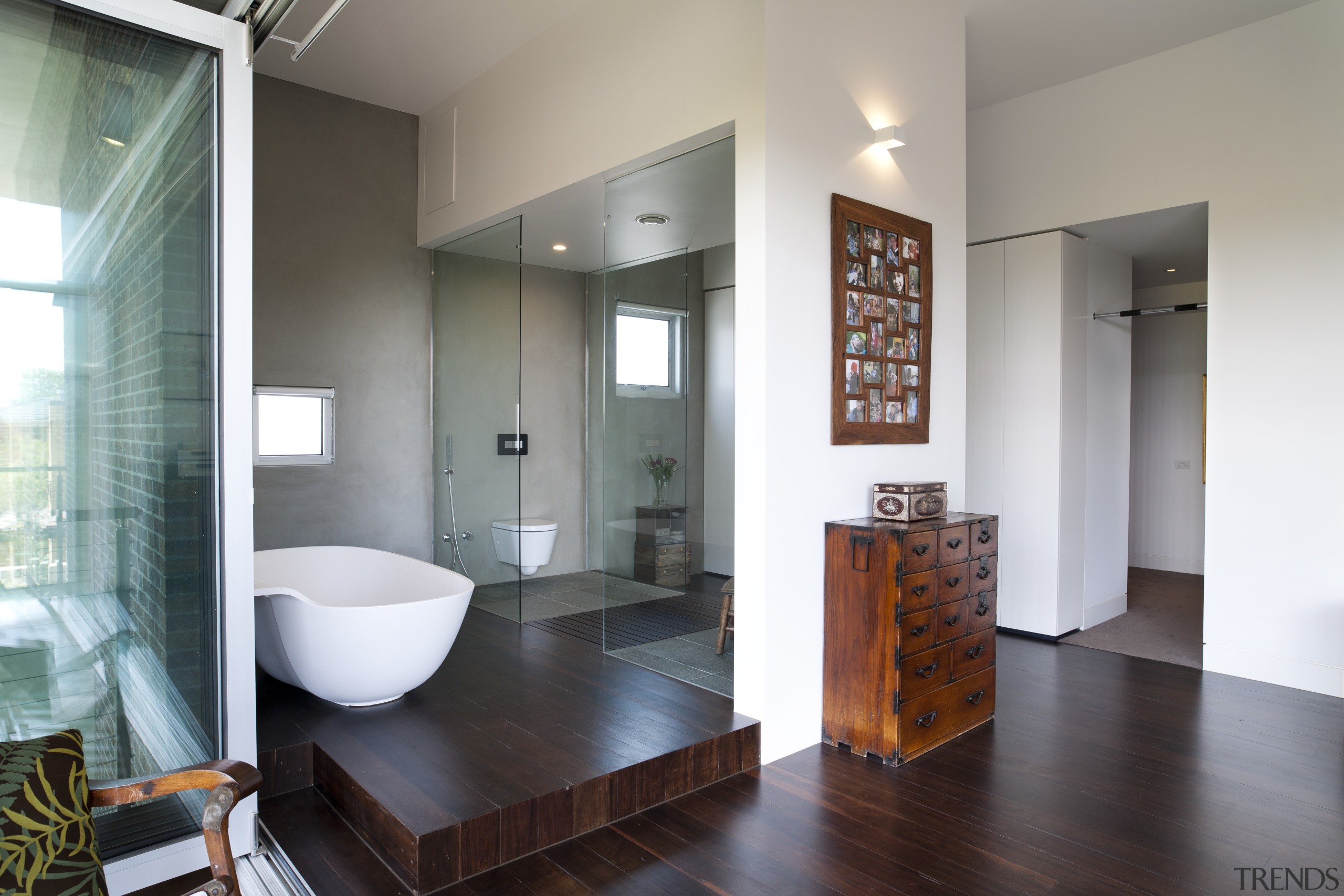 Architect Taras Wolf master bathroom - Architect Taras architecture, bathroom, ceiling, floor, flooring, interior design, real estate, room, gray