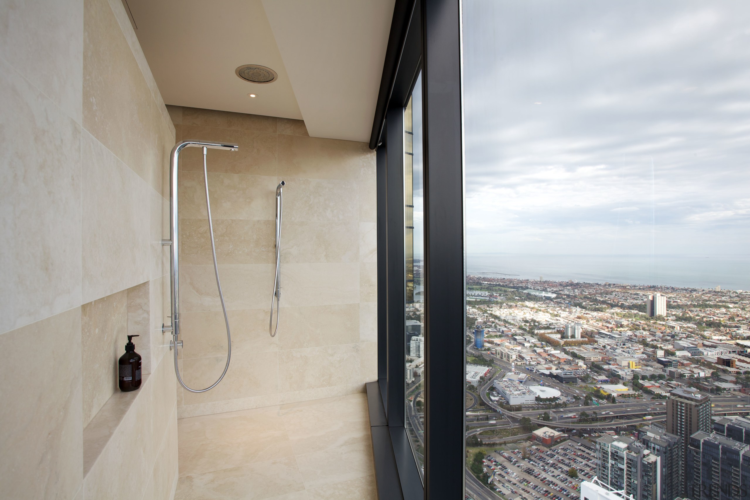 Shower in penthouse apartment - Shower in penthouse apartment, architecture, house, property, real estate, gray