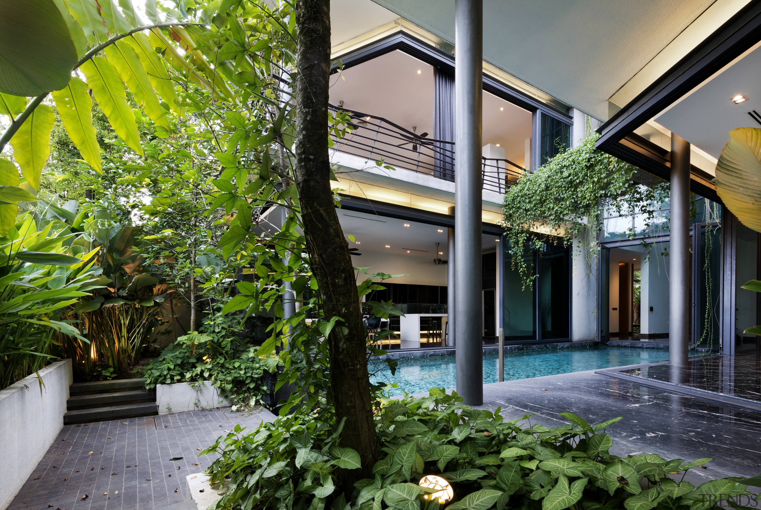 Sustainable design by GSD Architect Almost hidden from architecture, backyard, courtyard, estate, home, house, property, real estate, green