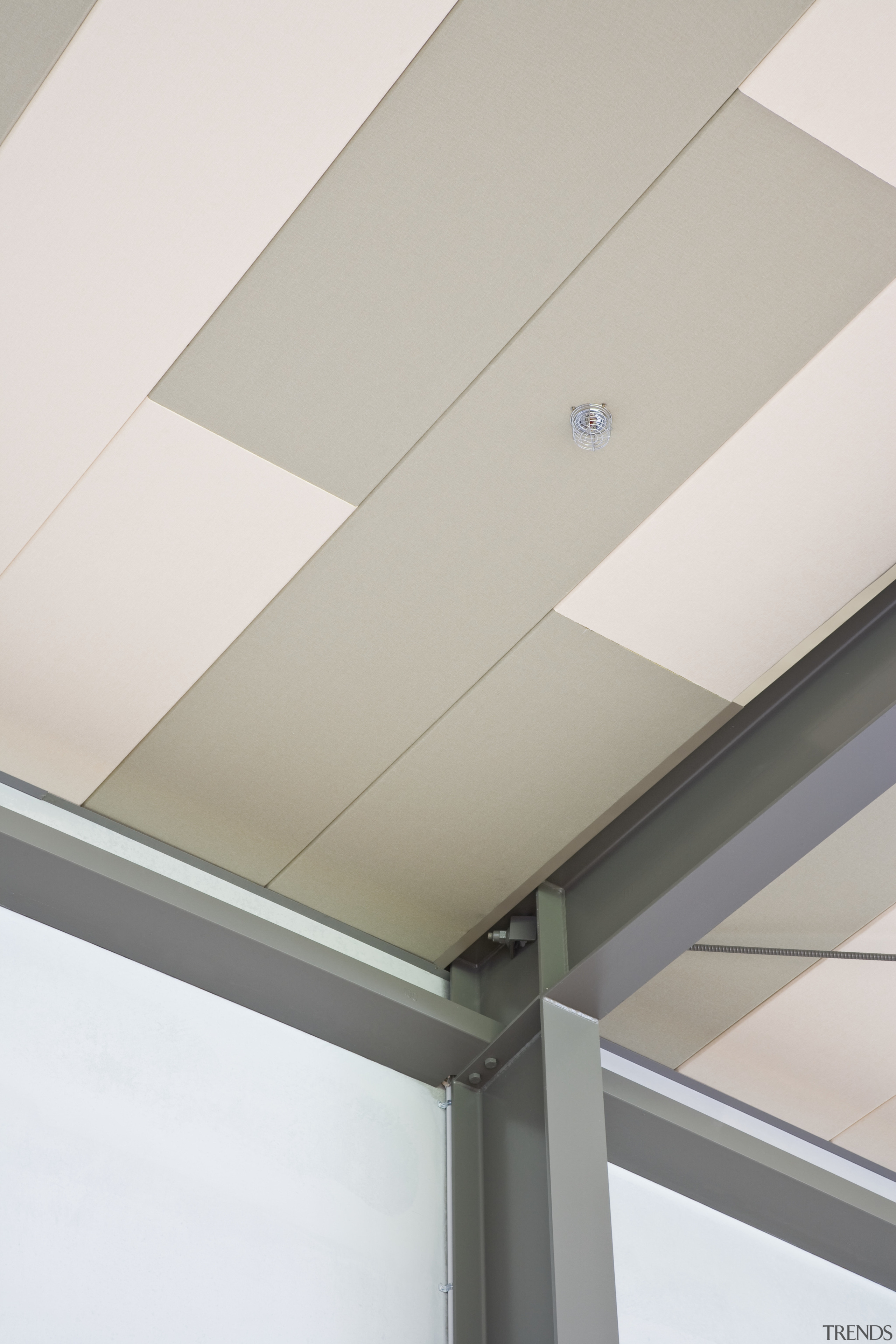View of the Tupuranga School gymnasium which features angle, ceiling, daylighting, line, product design, gray