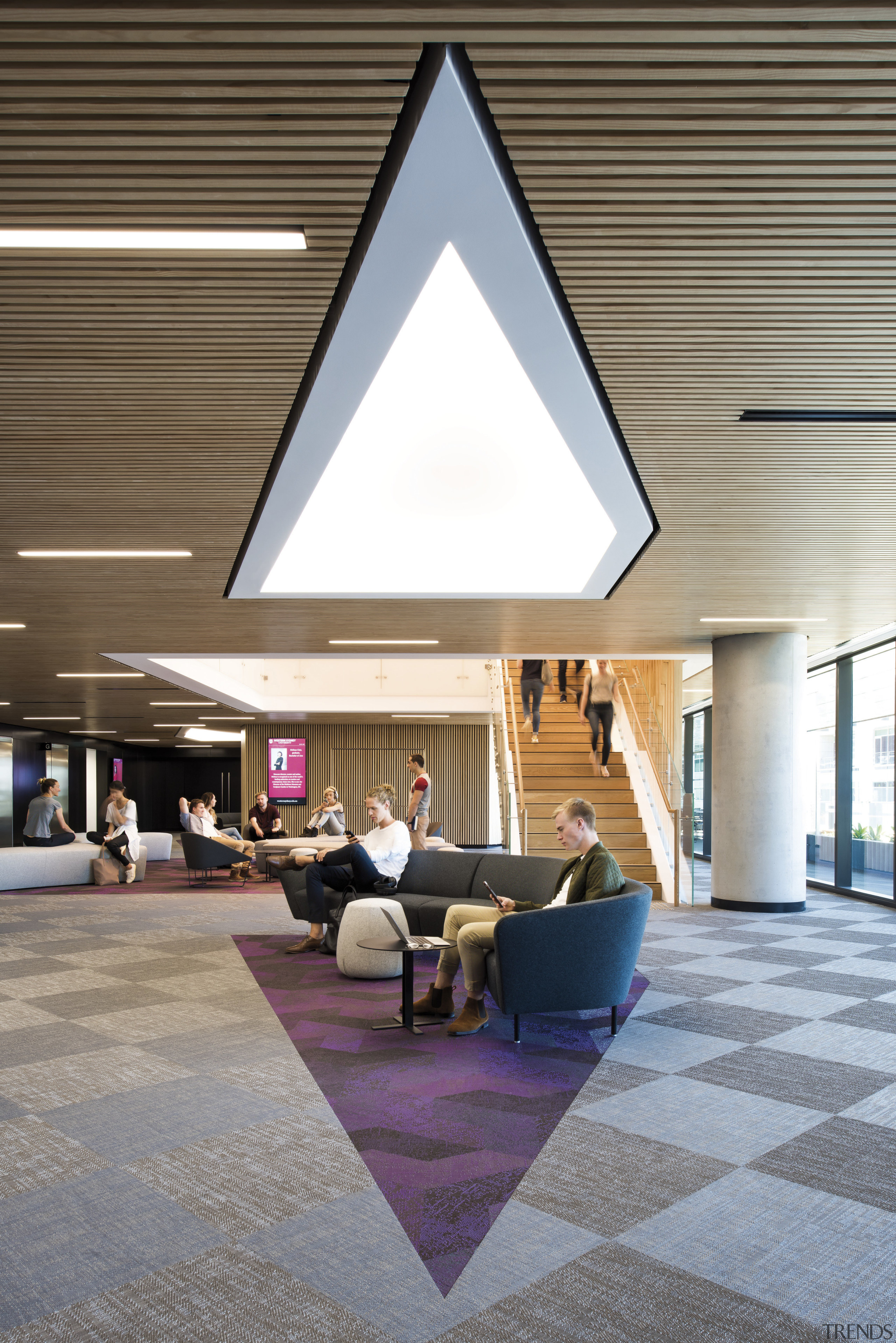 The advanced Western Sydney University vertical campus is architecture, ceiling, daylighting, house, interior design, gray