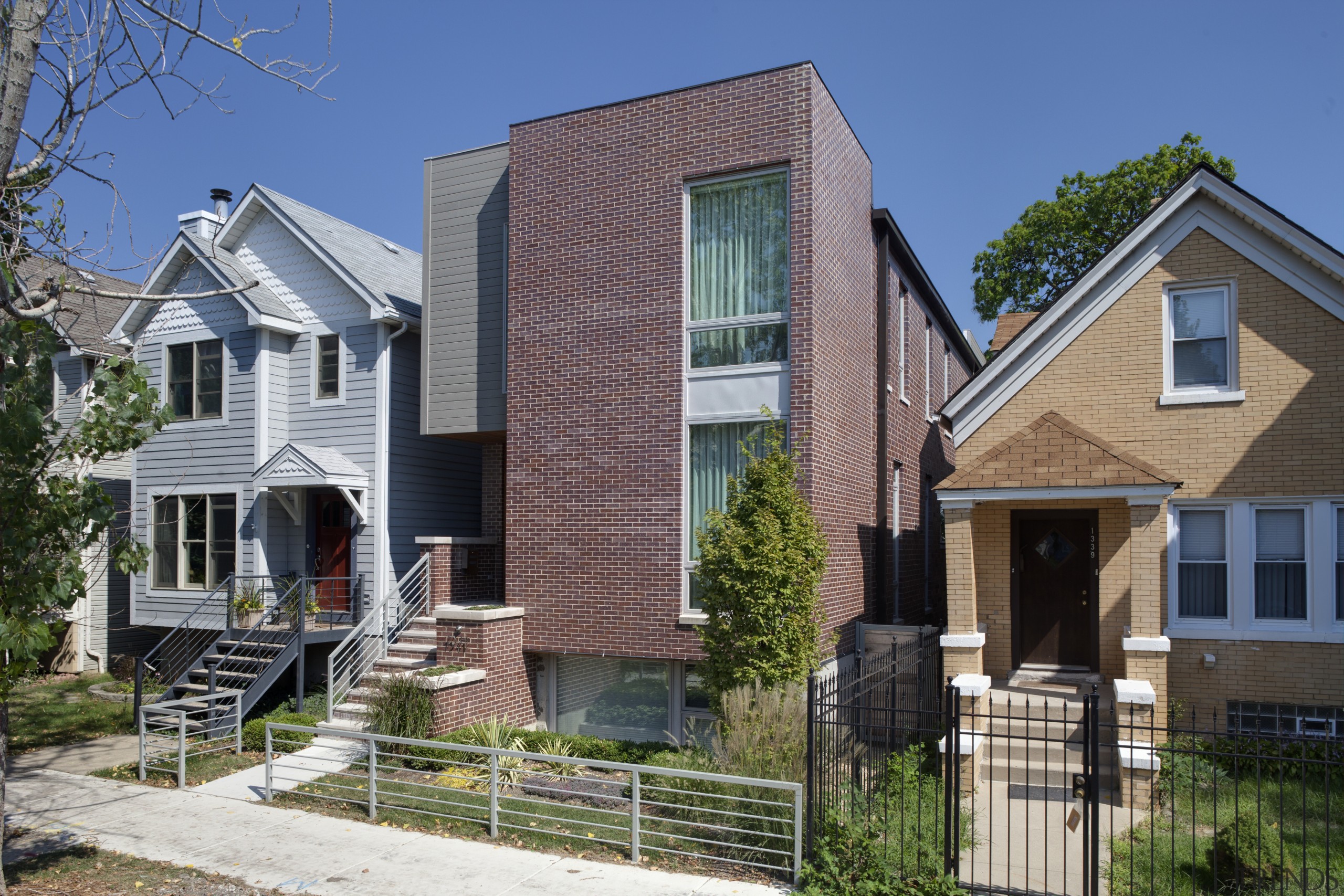 Exterior view of buildling. - Exterior view of architecture, building, cottage, elevation, estate, facade, home, house, neighbourhood, property, real estate, residential area, siding, suburb, window, gray