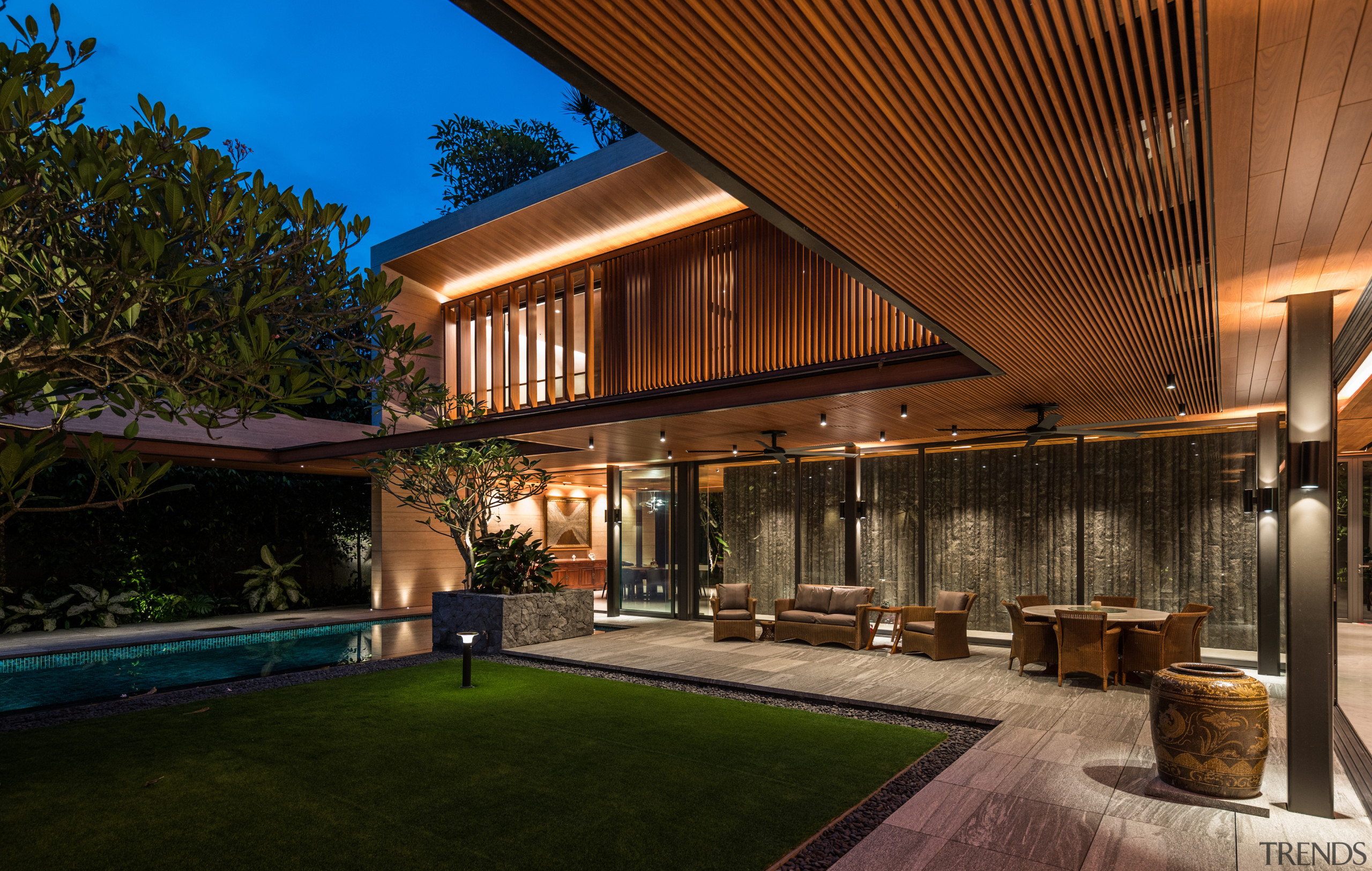 Outdoor 'lounge' at dusk. - Where time stands 
