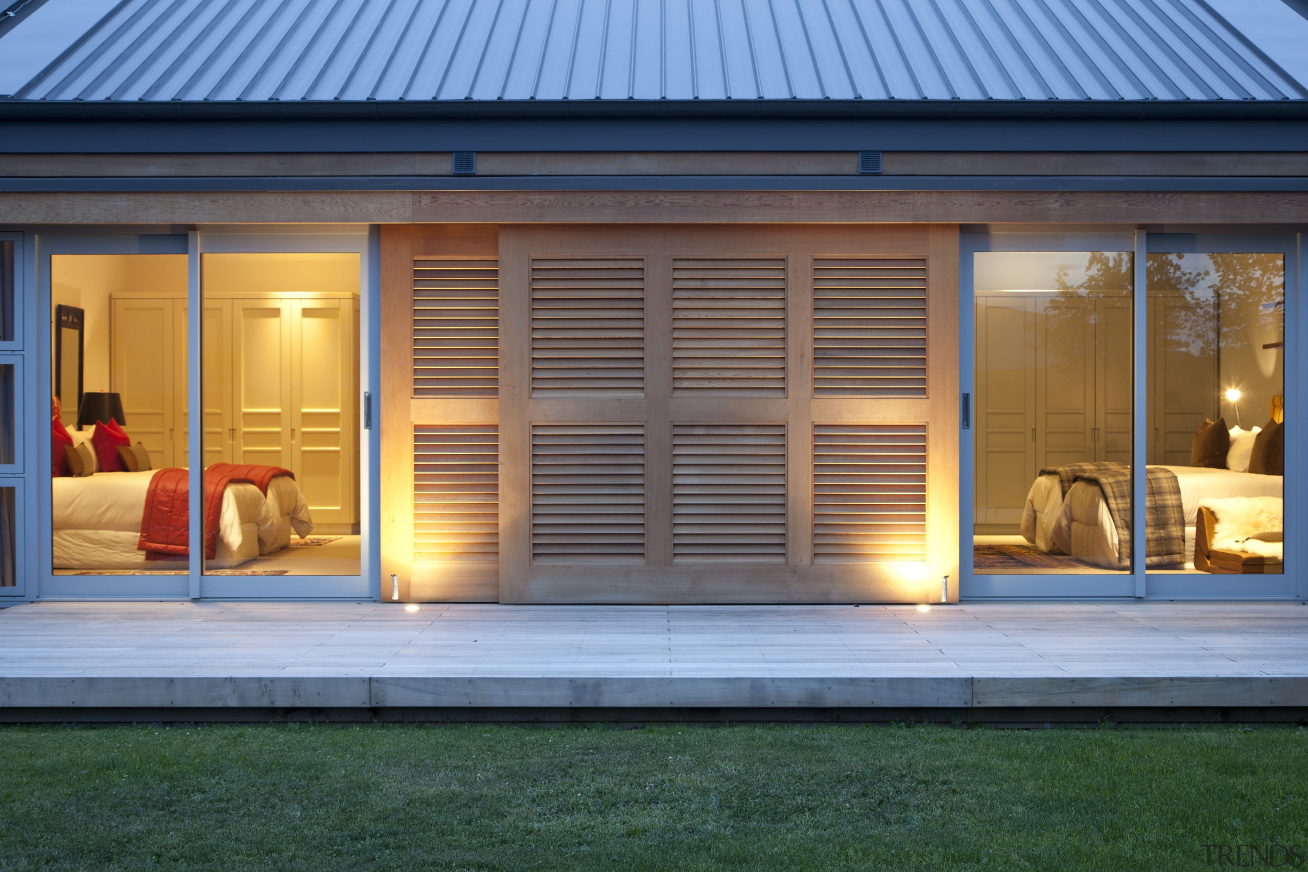 Exterior view of the bedrooms. - Exterior view backyard, door, estate, facade, home, house, lighting, property, real estate, shed, siding, window, teal