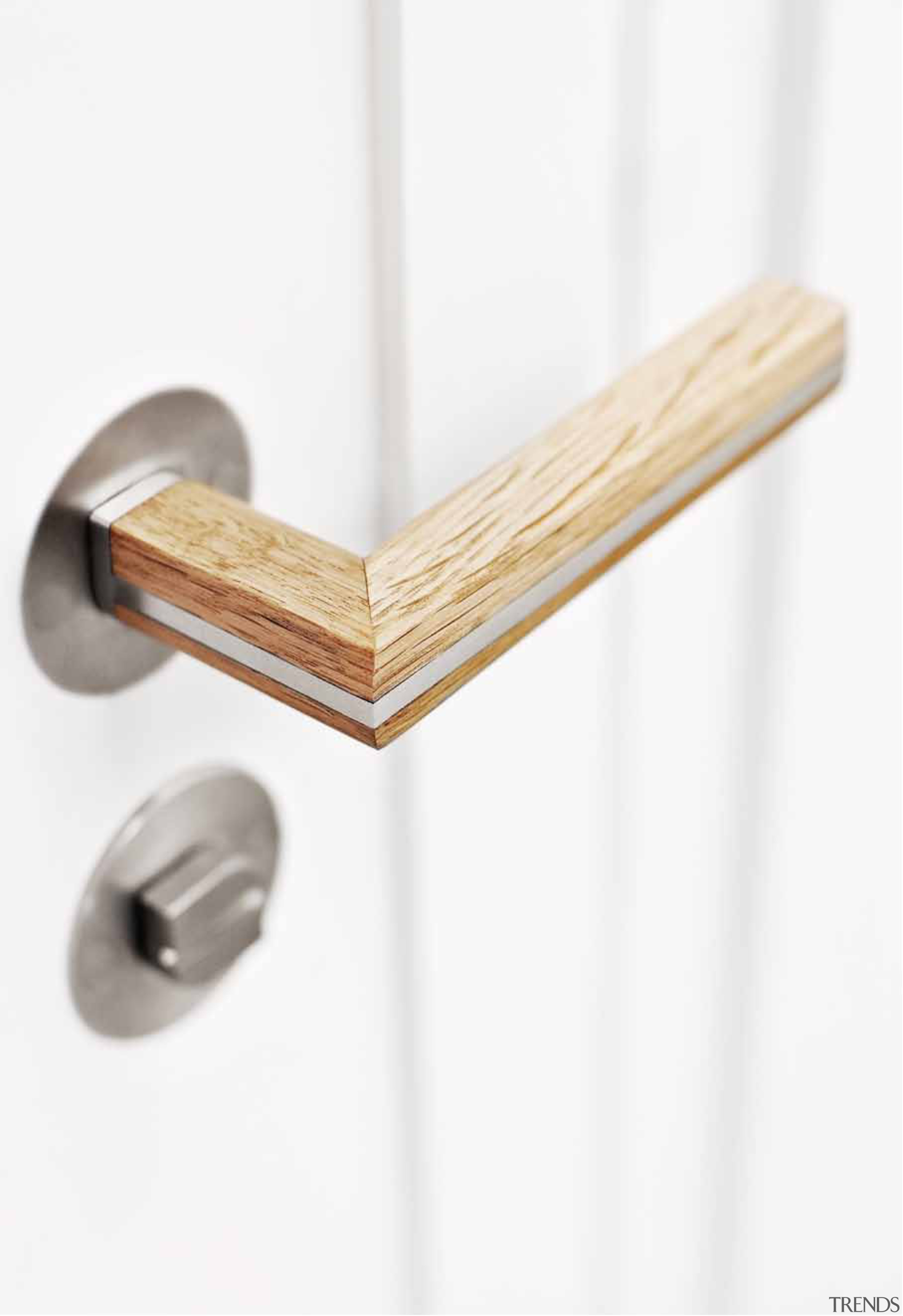 PBL22/50 - Solid Sprung Lever Handle Attached to product design, wood, white