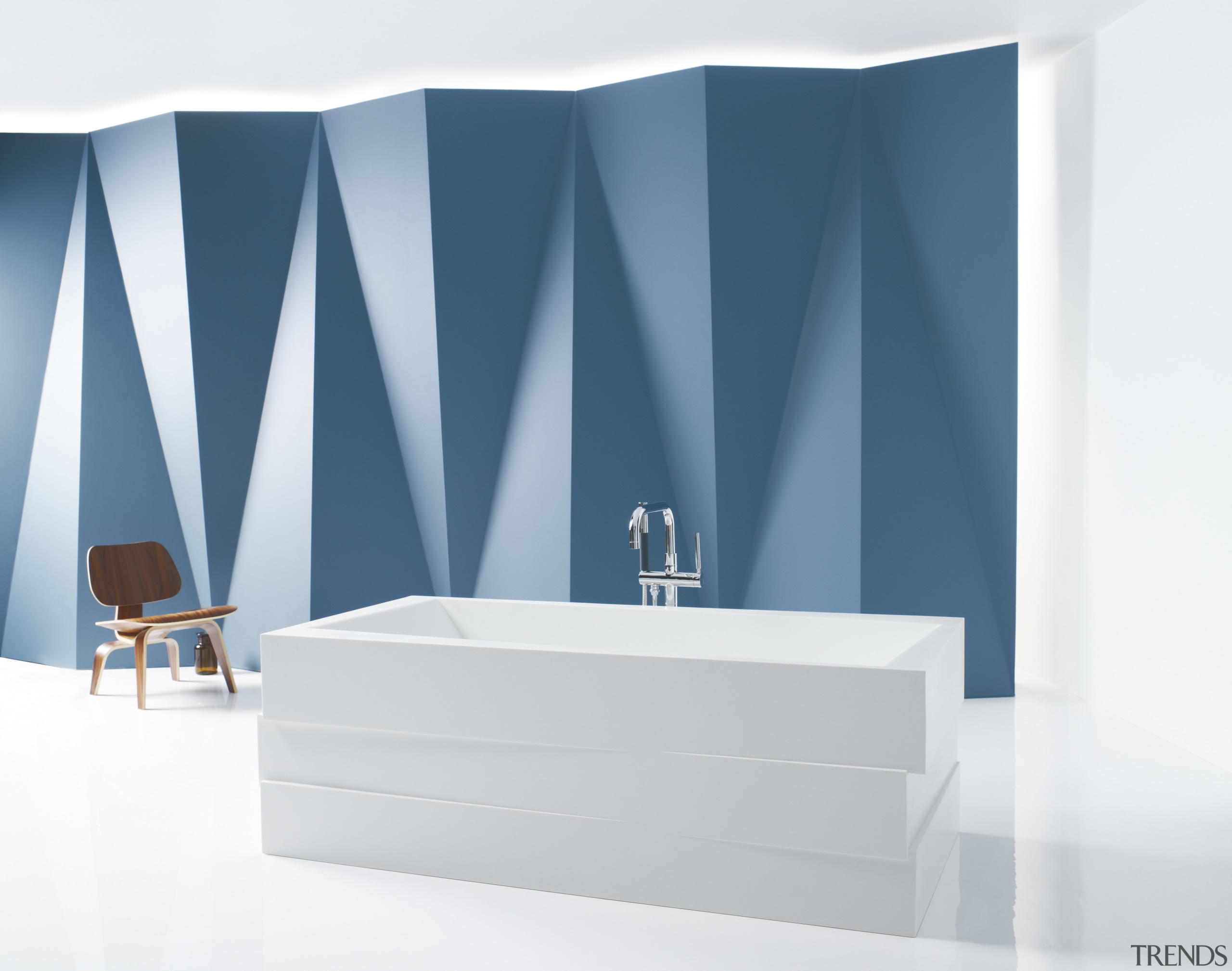 View of contemporary, rectangular, white bathtub - View bathroom, bathroom sink, blue, interior design, plumbing fixture, product, product design, sink, tap, white, teal