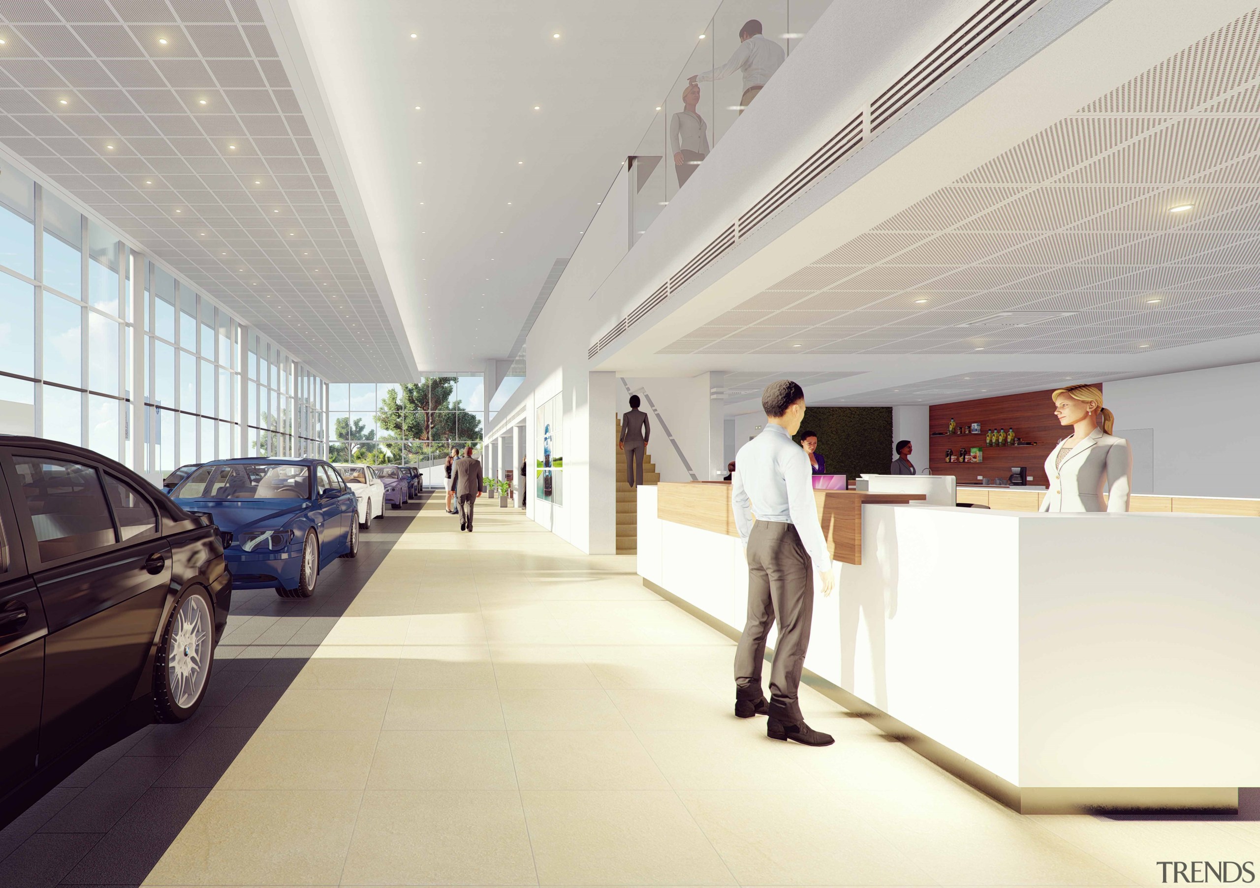 The new BMW Takapuna showroom aims to offer architecture, automotive design, building, car, ceiling, design, floor, interior design, lobby, luxury vehicle, office, vehicle, gray, white