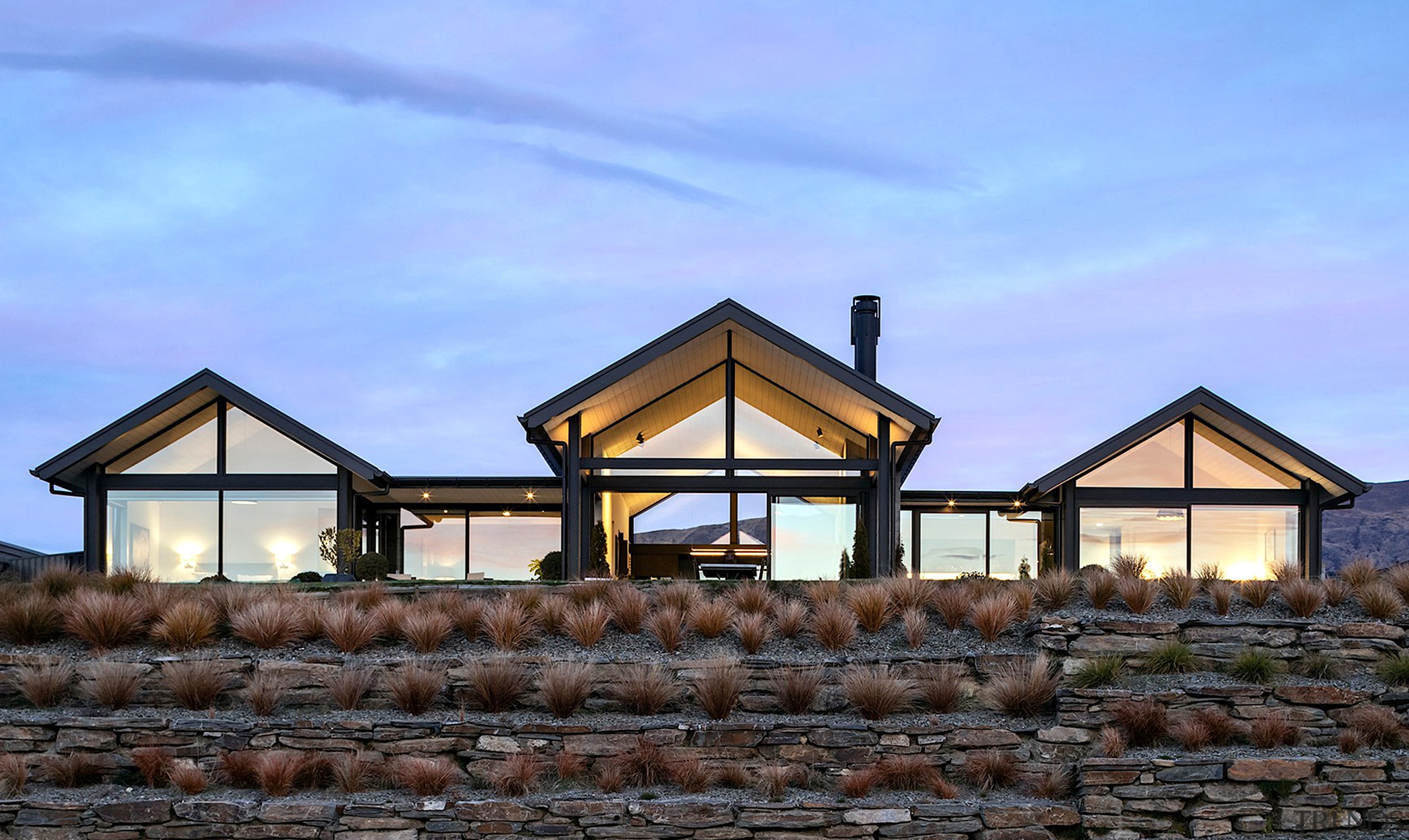 Three barns just over the hillline? No, rather 