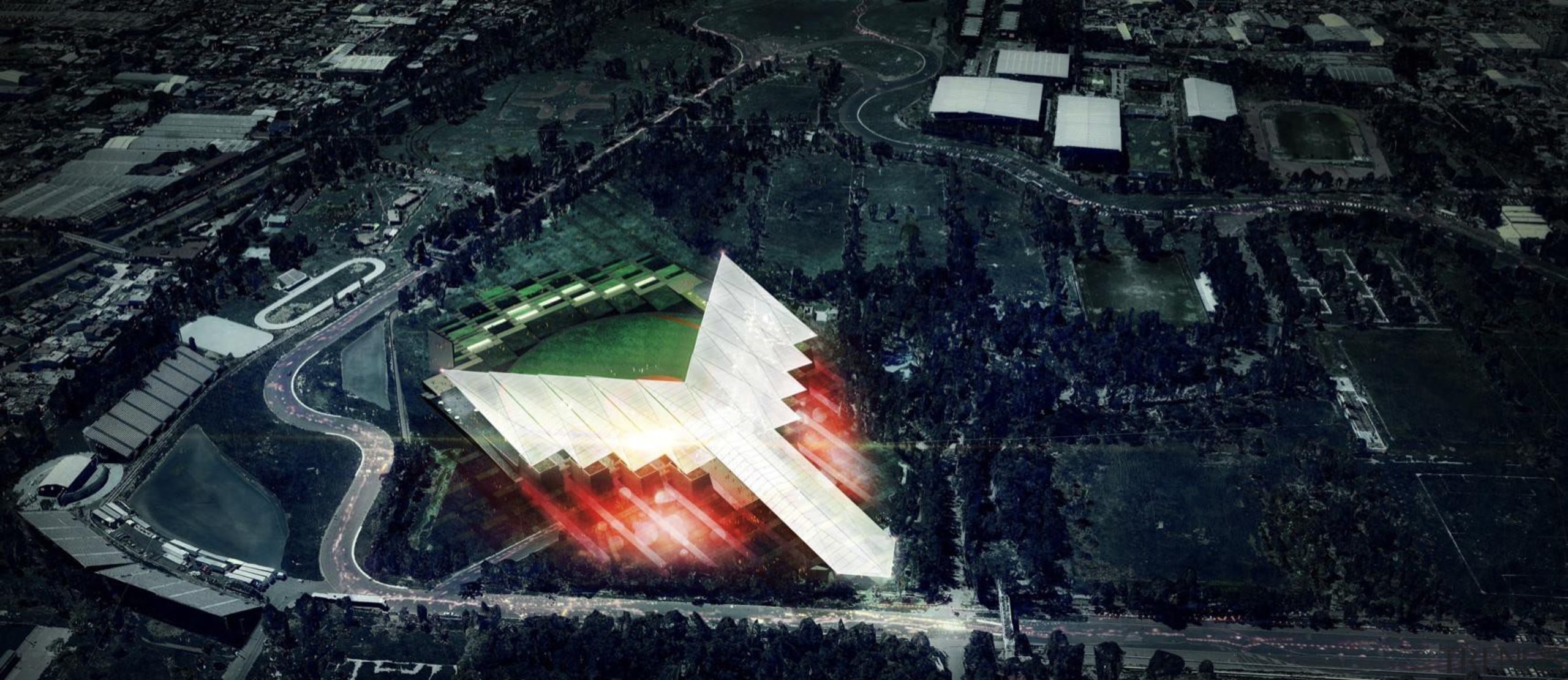 Estadio Diablos is the new stadium design for phenomenon, structure, visual effects, world, black