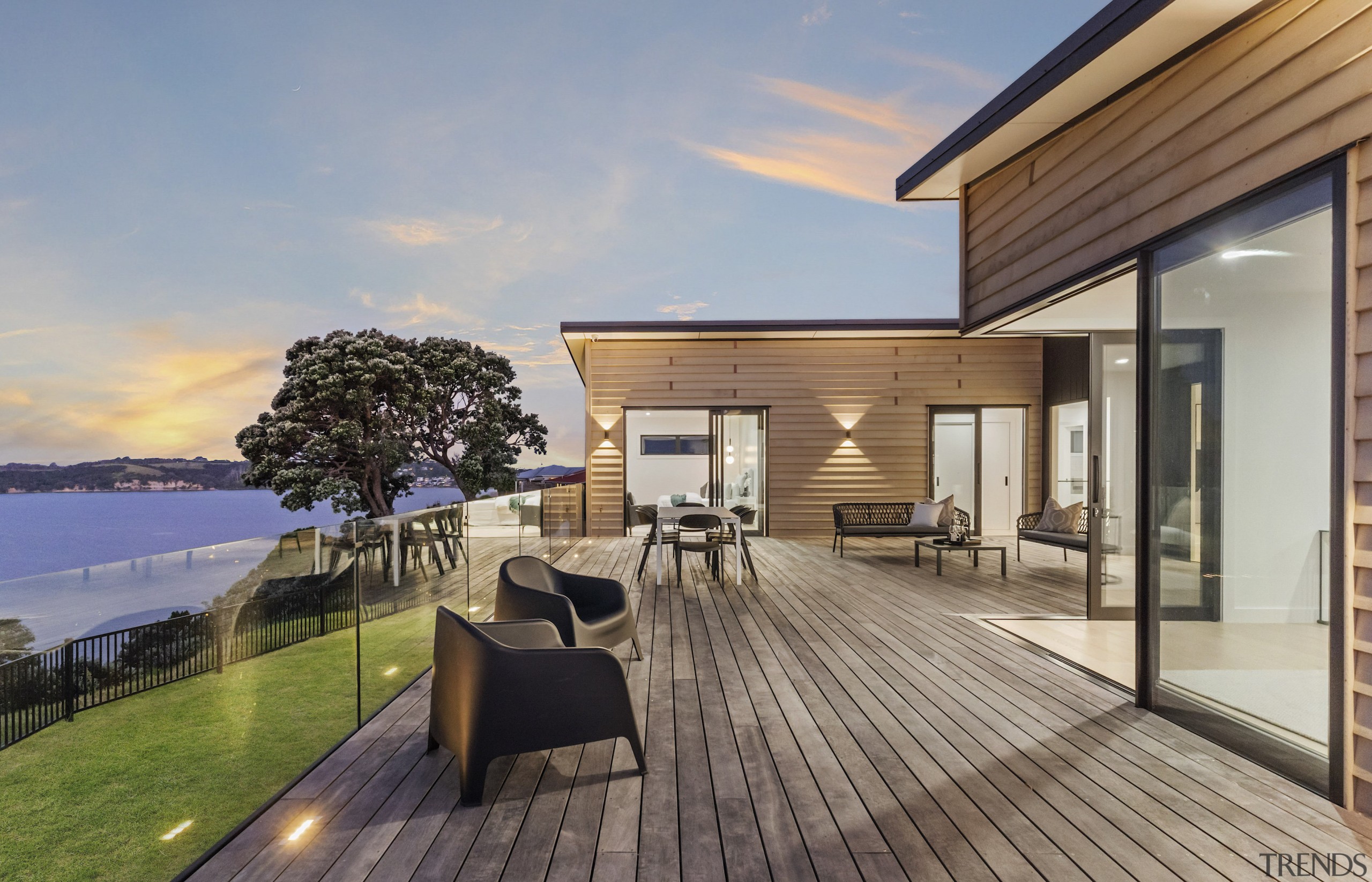 Looking across the deck and into the master 