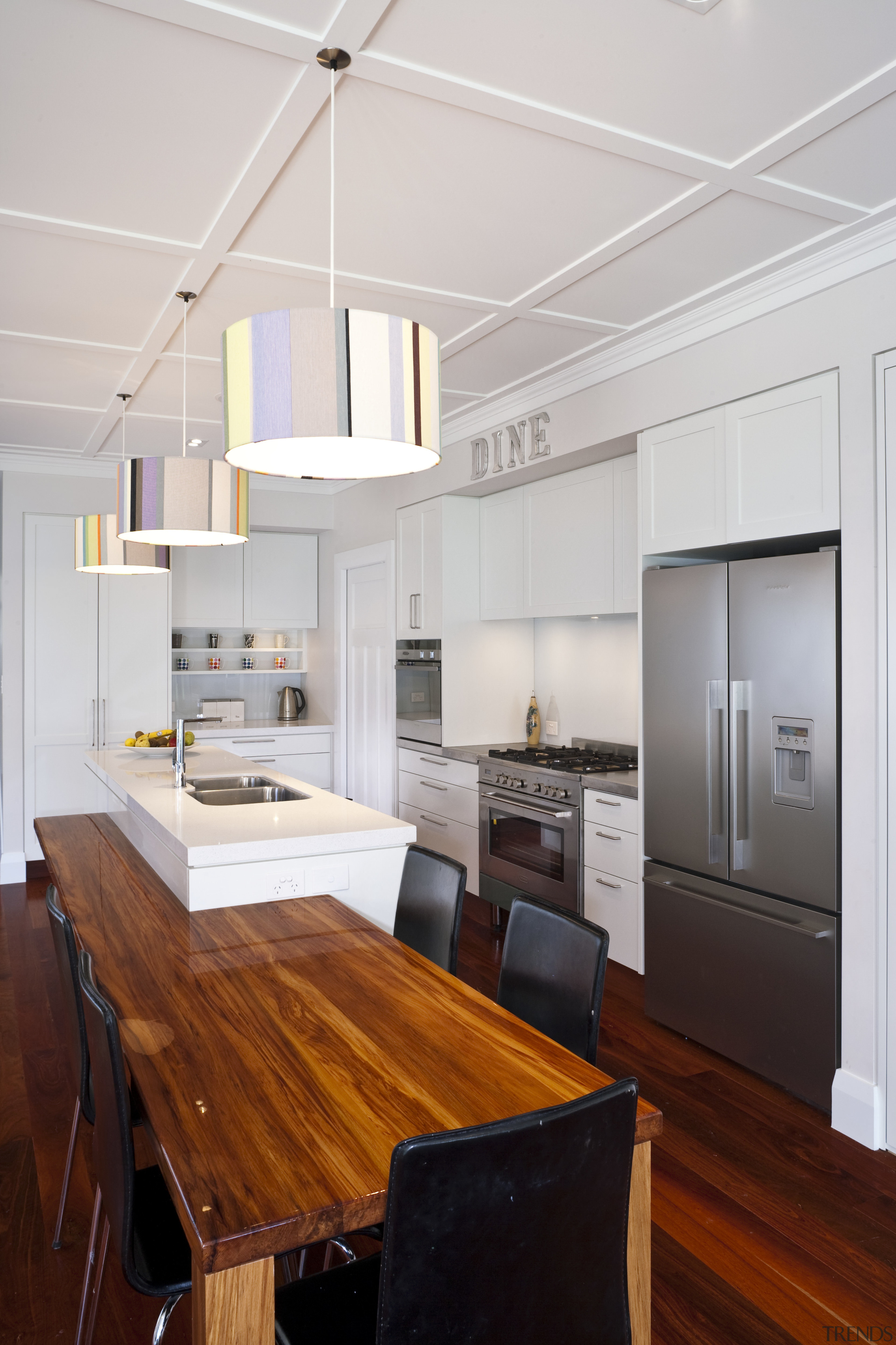 This new kitchen, by RH Cabinetmakers, features traditionally cabinetry, ceiling, countertop, floor, hardwood, home, interior design, kitchen, living room, real estate, room, wood flooring, gray