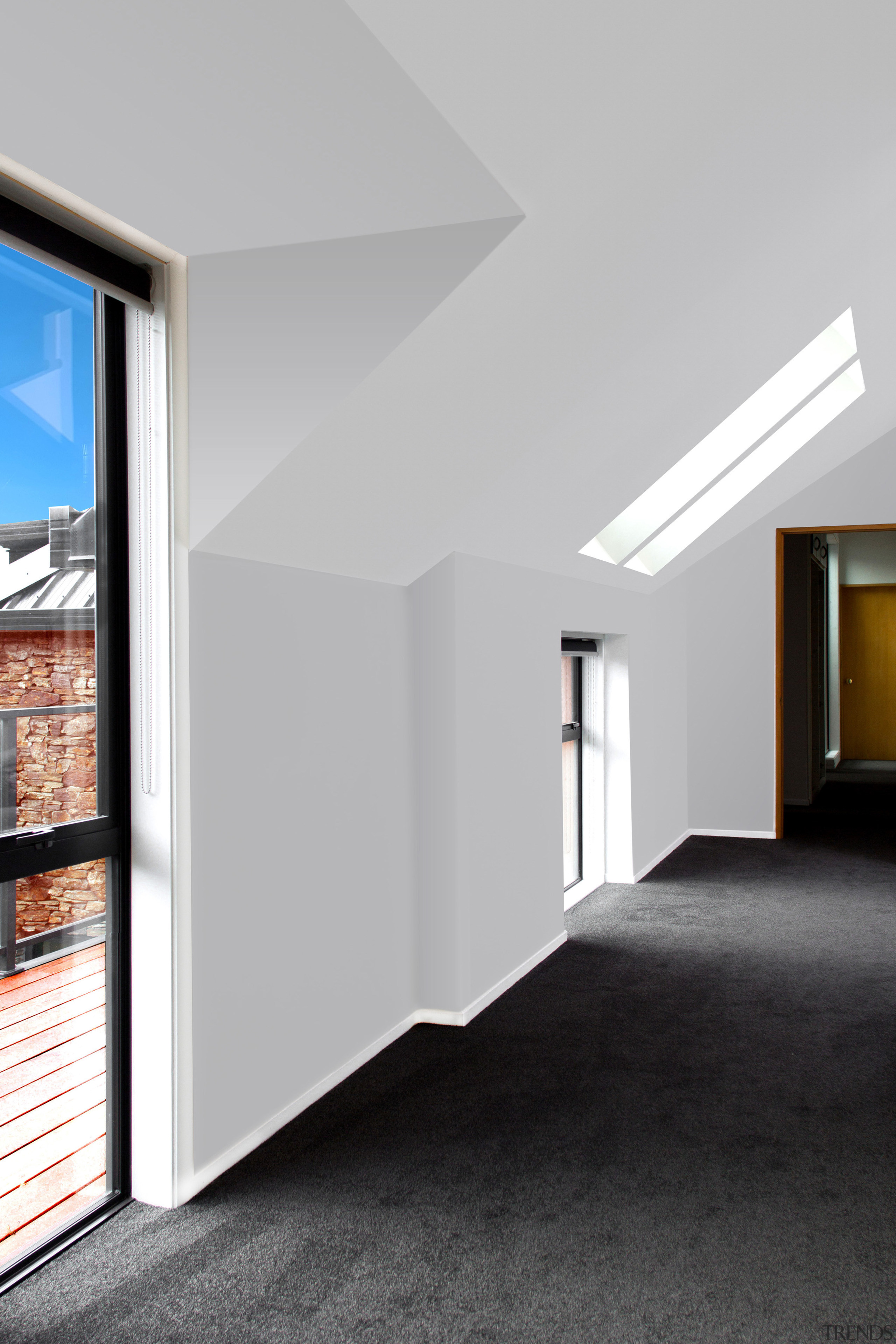 Skylights bring additional light to the upstairs spaces. 