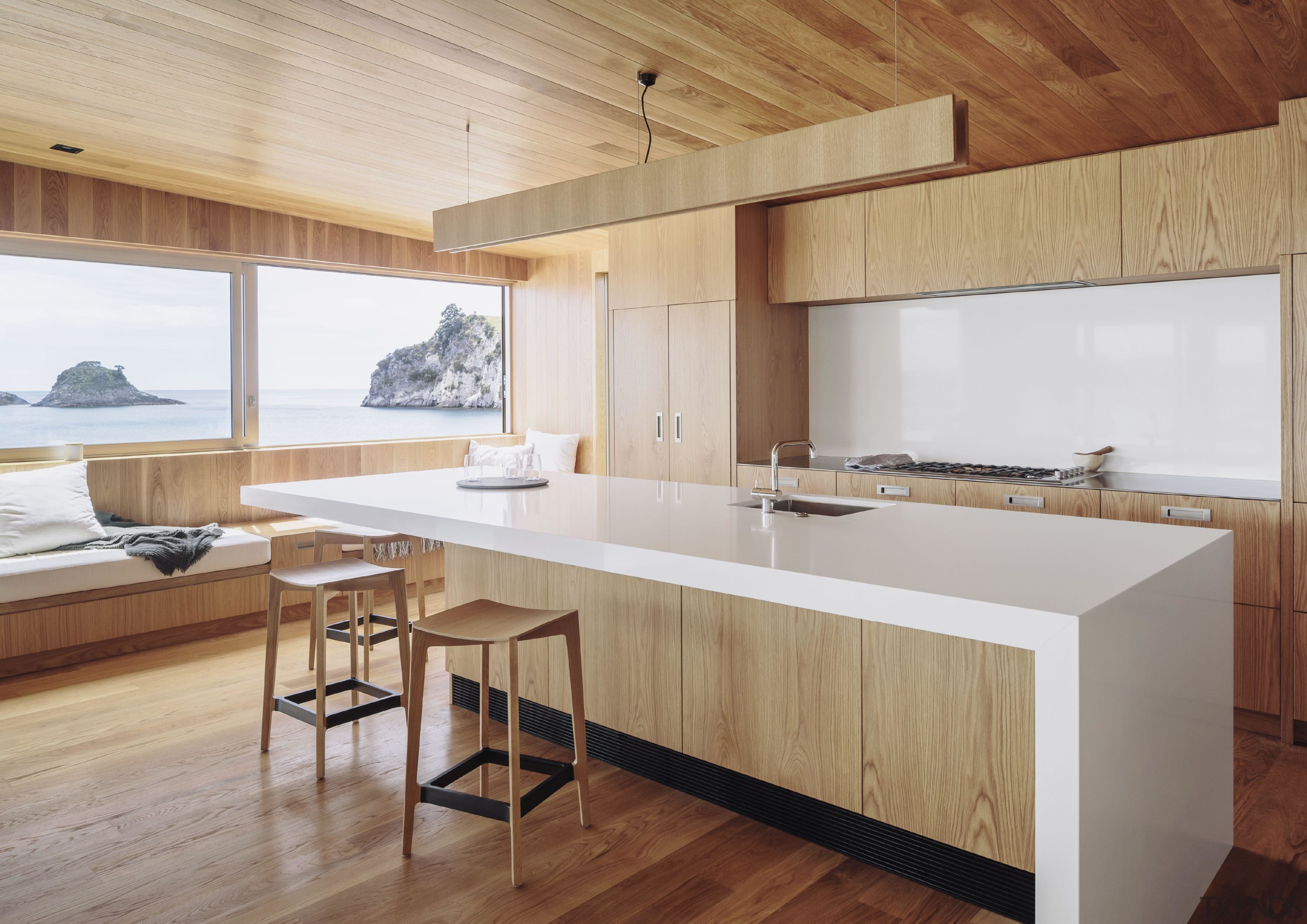 This kitchen in a home by Studio2 Architects architecture, countertop, floor, hardwood, house, interior design, kitchen, real estate, table, wood, wood flooring, gray, brown