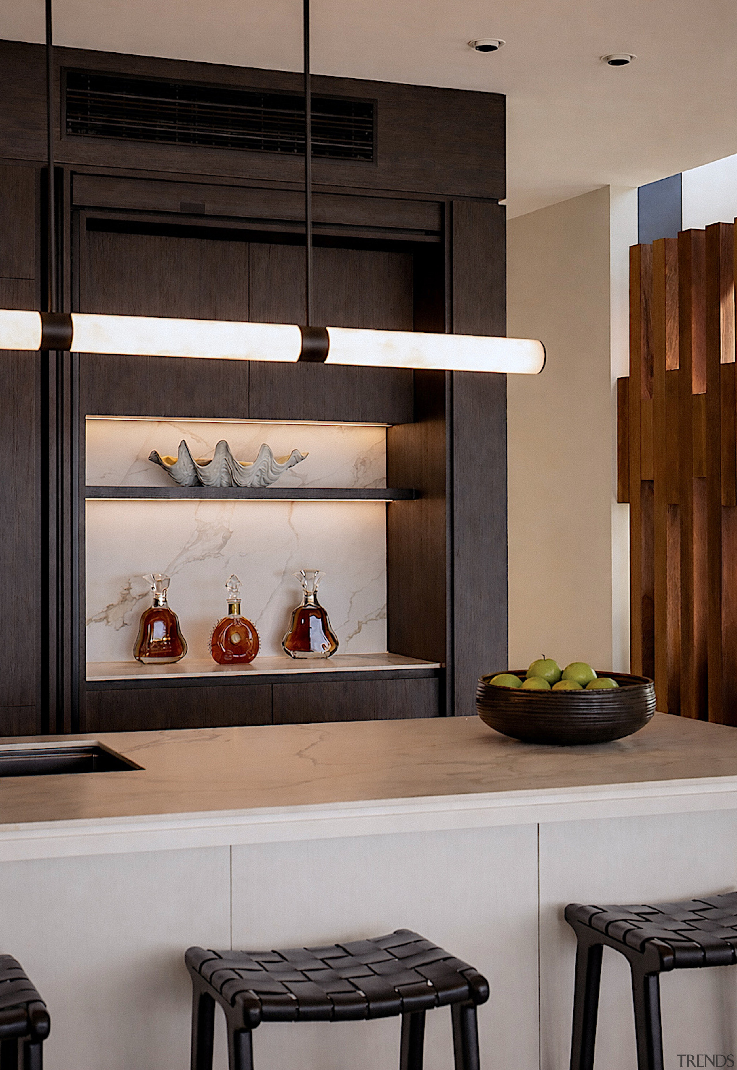 Dekton was specified across the benchtops and bar 
