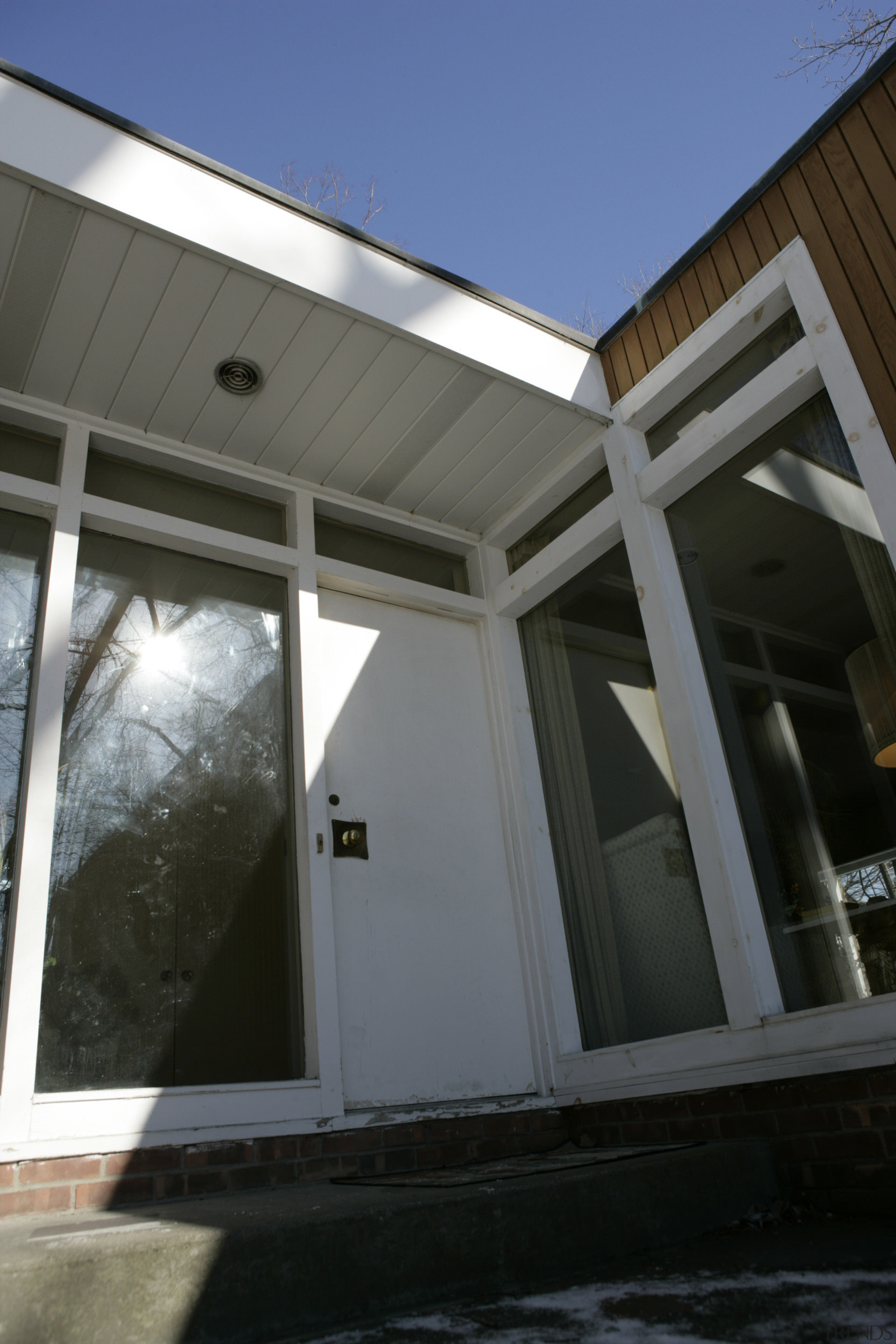 Exterior view of the entrance way - Exterior architecture, building, daylighting, facade, home, house, roof, window, black, gray