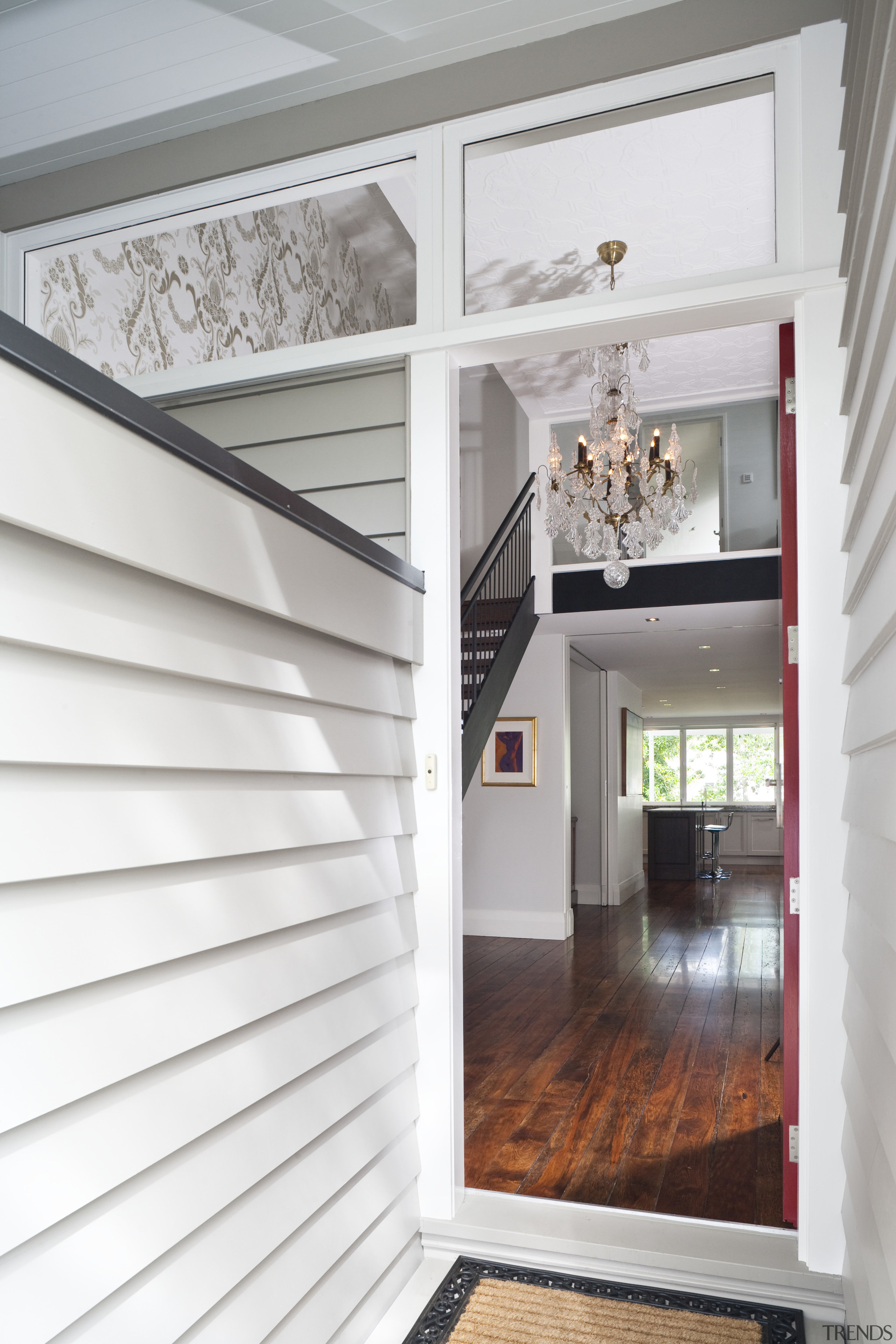 View of entrance to the stairway - View architecture, ceiling, door, floor, home, house, interior design, stairs, window, white