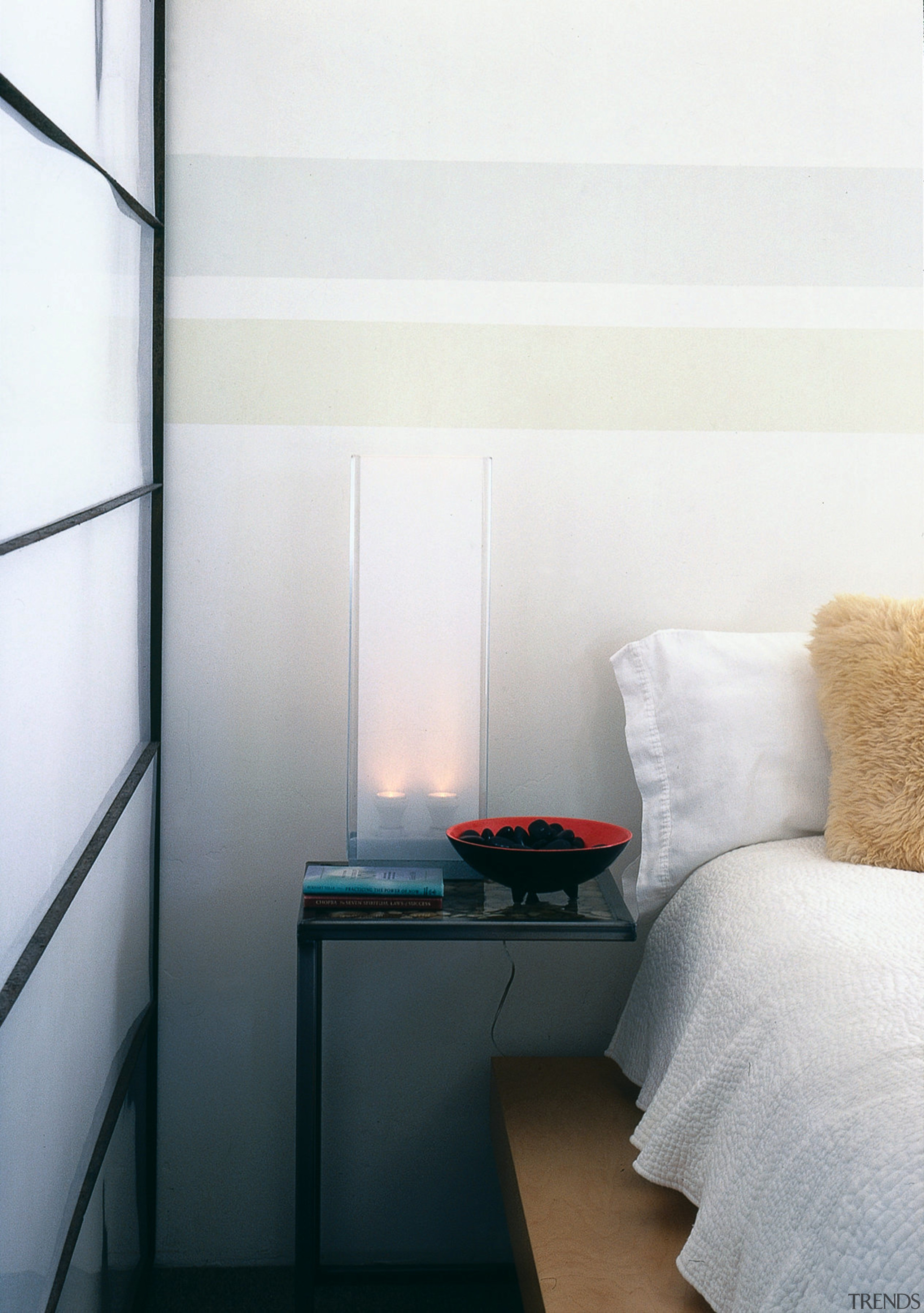 View of the sliding screens from the bedroom floor, furniture, home, interior design, living room, product design, room, shelf, table, wall, window, white