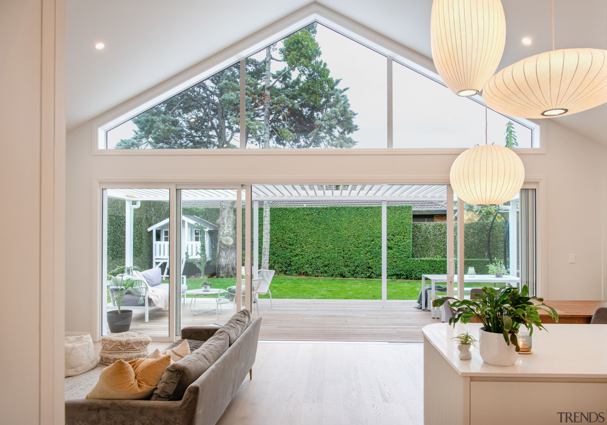 The rear of the home connects effortlessly with 