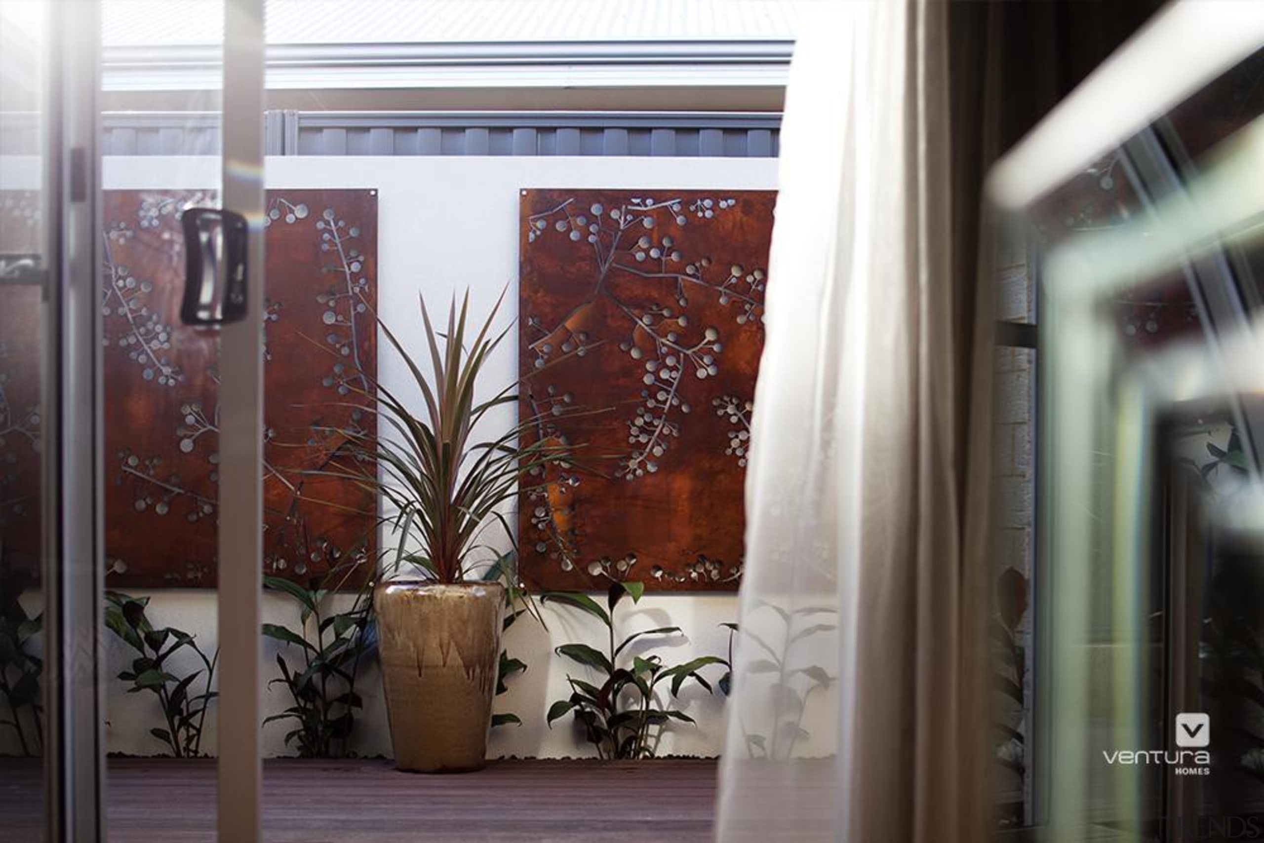 Backyard design. - The Paramount Display Home - door, glass, interior design, window, black, gray