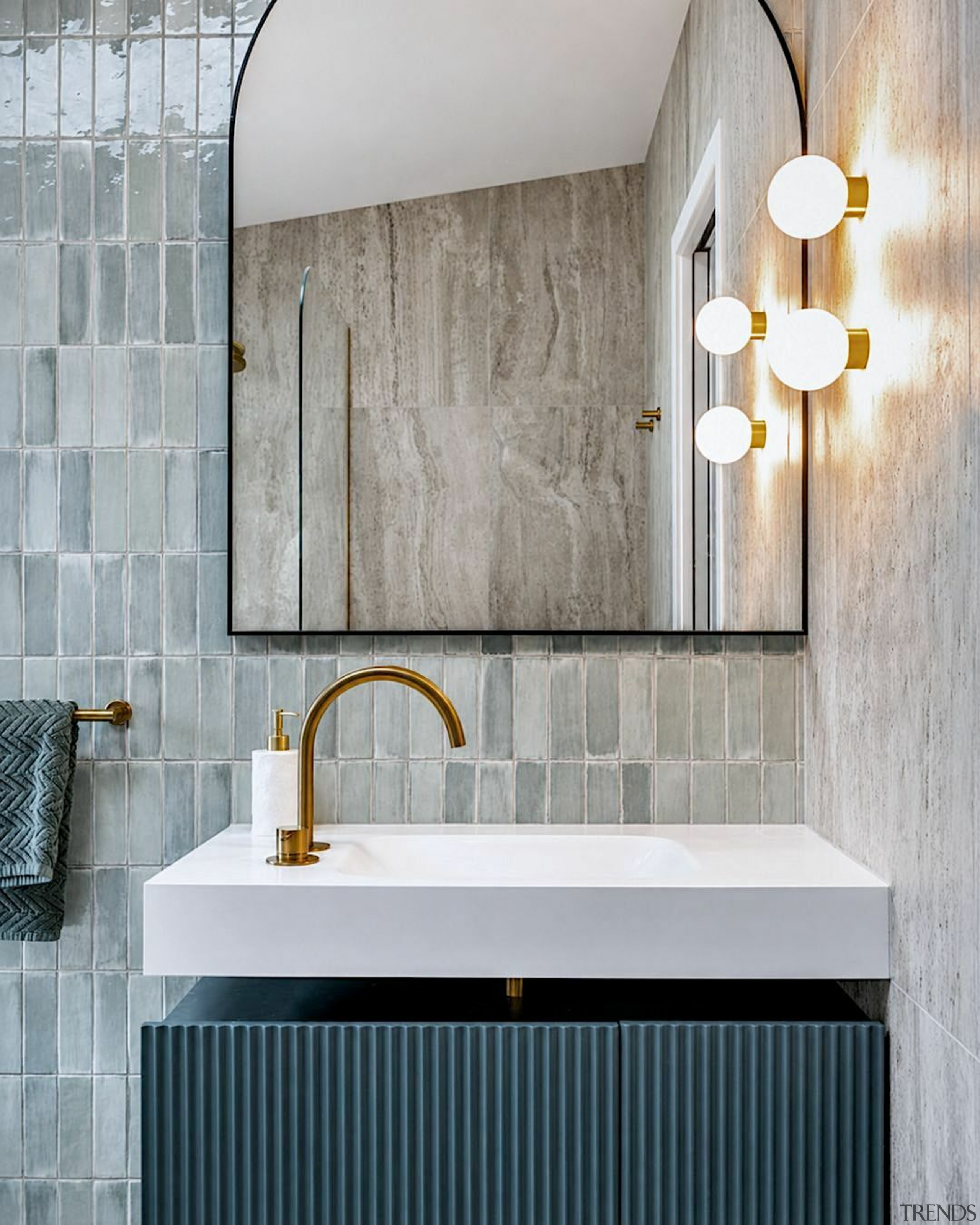 The mirror adds to the bathroom's list of 