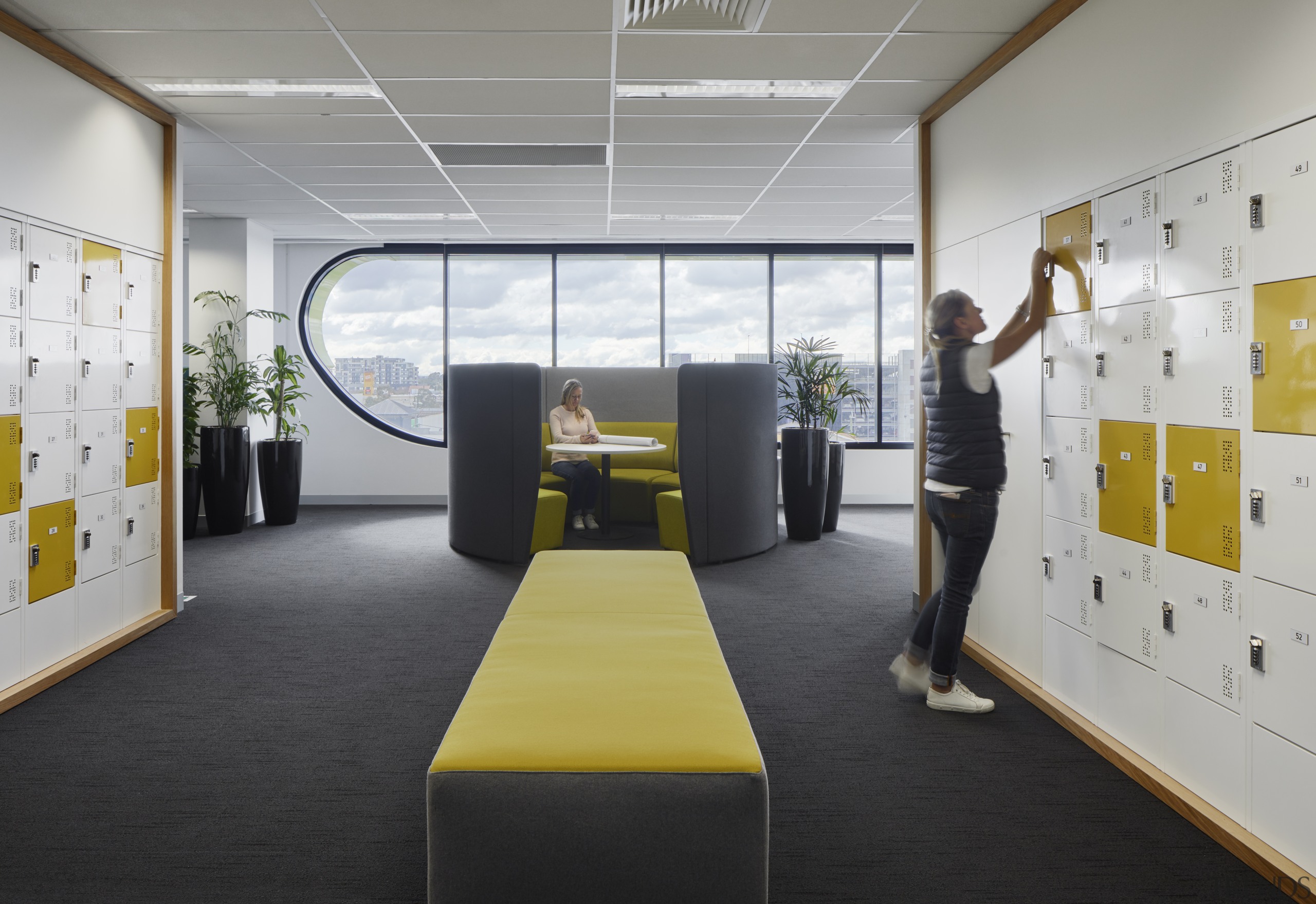 Lockers provide a personal base for staff in architecture, design, furniture, interior design, locker area, VicRoads fitout