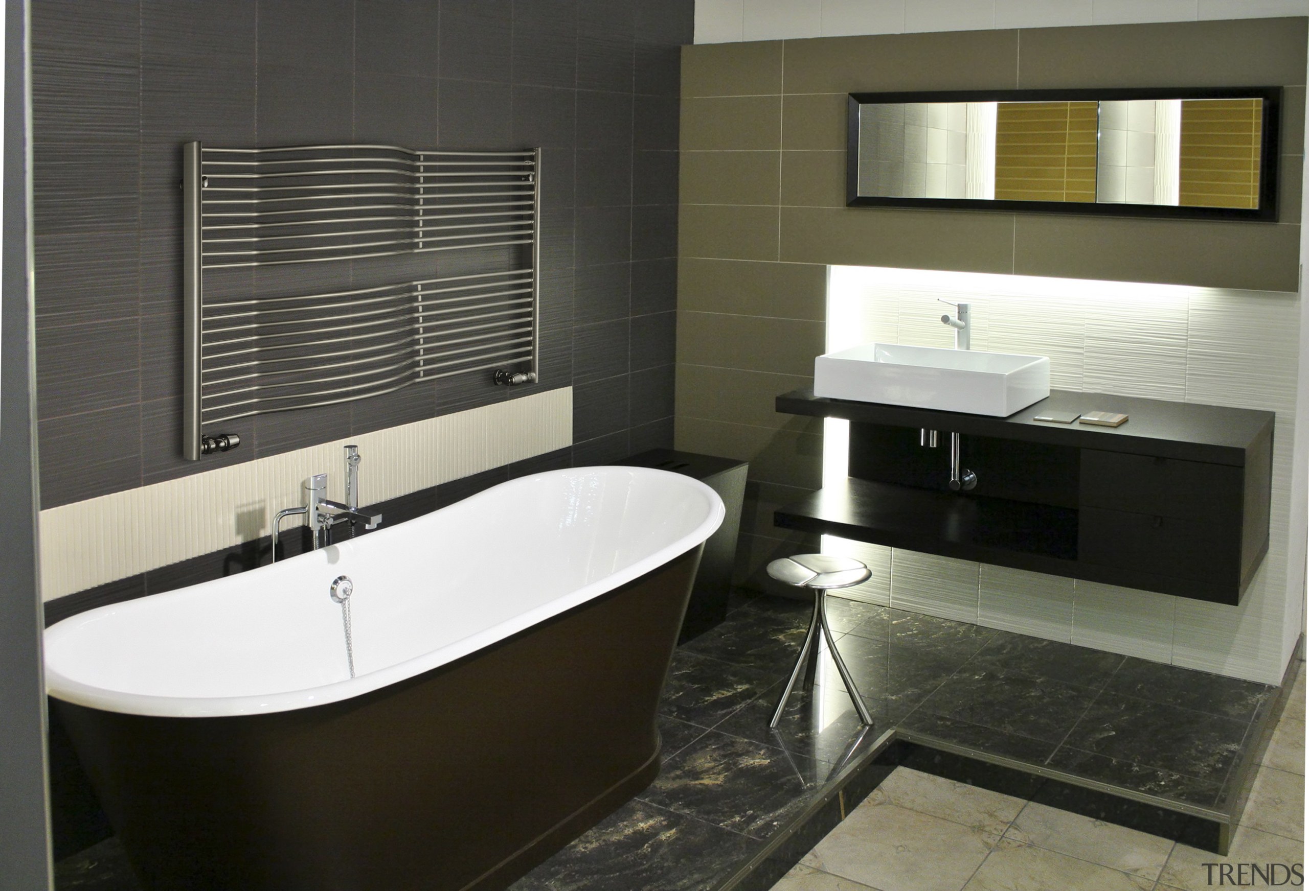 Image of bathroom designed by Architects and Designers bathroom, floor, interior design, property, room, sink, black