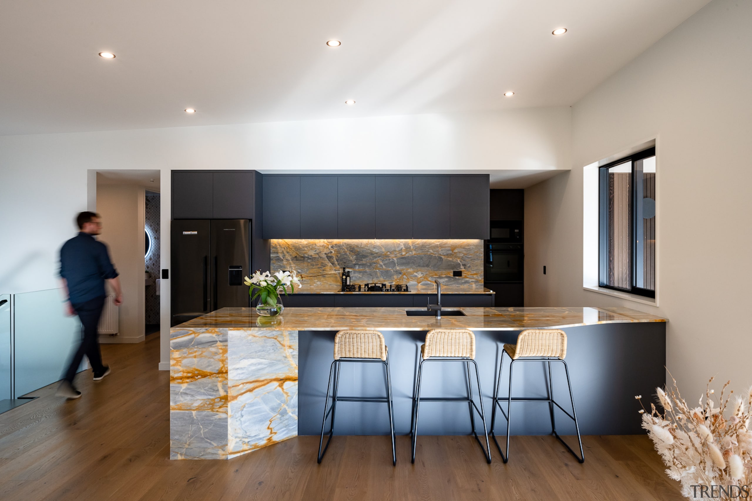 Concealed lighting brings the kitchen to life at 