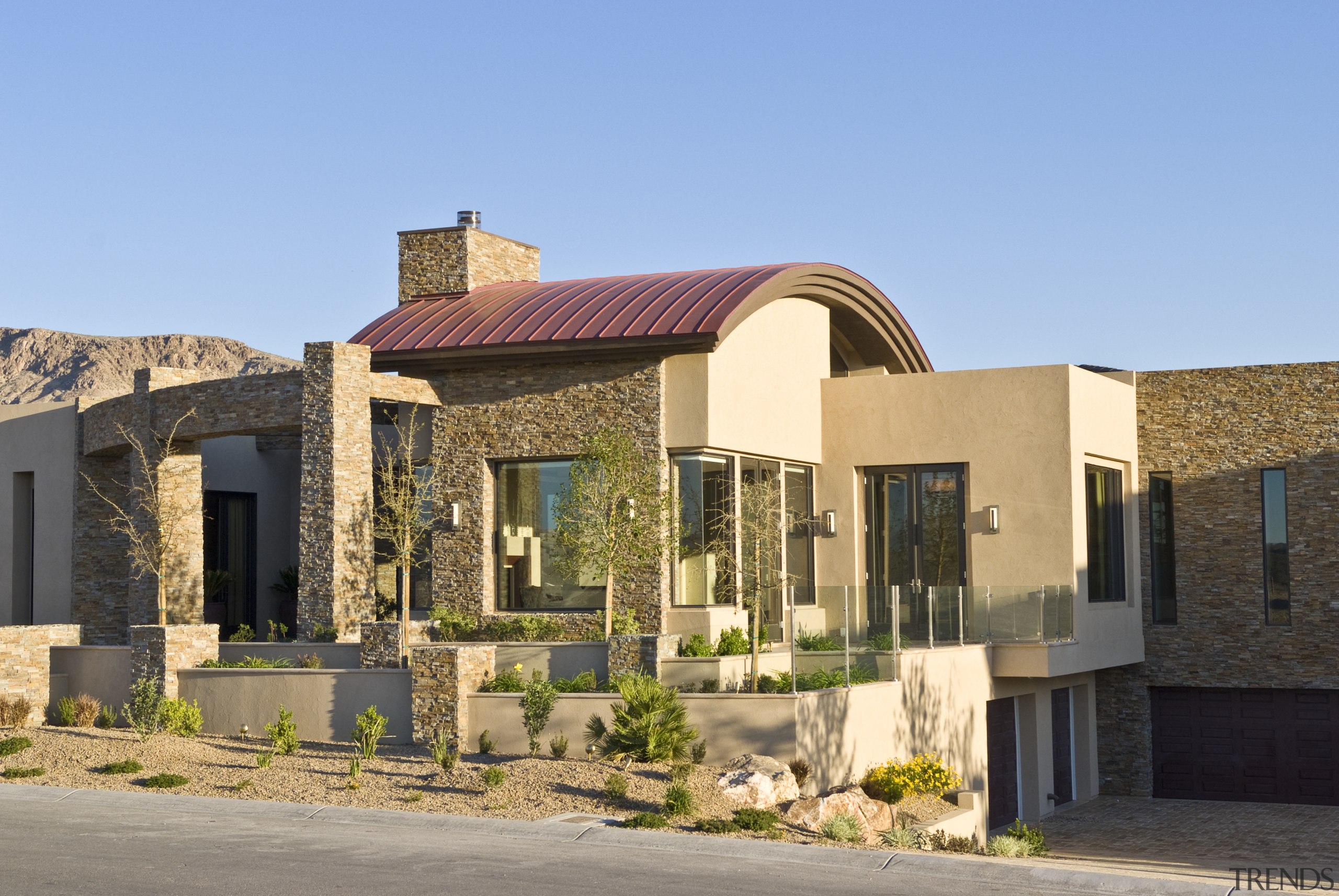Exterior house red roof and yellow brick - building, elevation, estate, facade, home, house, neighbourhood, property, real estate, residential area, villa, window, teal