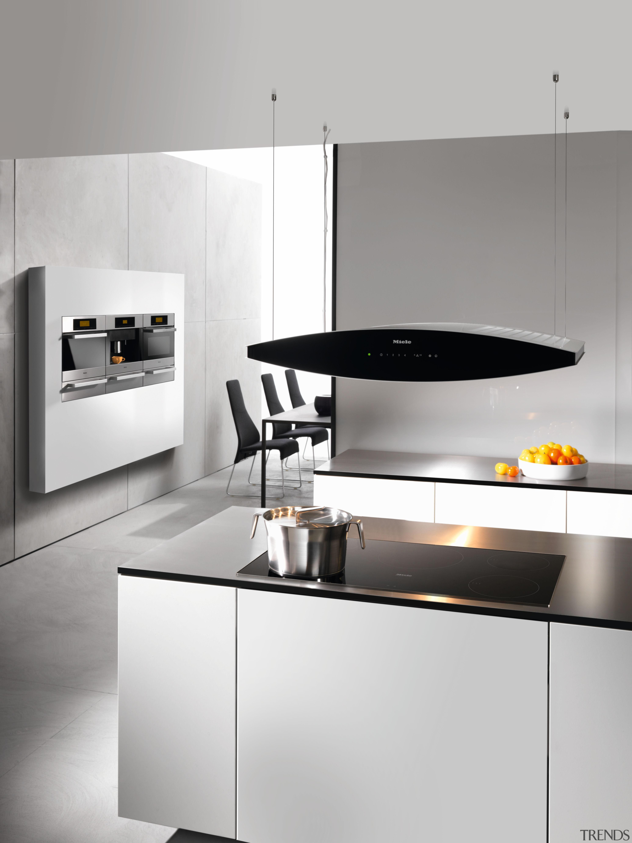Another beautiful kitchen from Miele.Miele available at Kitchen countertop, exhaust hood, furniture, home appliance, interior design, kitchen, kitchen appliance, kitchen stove, major appliance, product design, small appliance, tap, white, gray