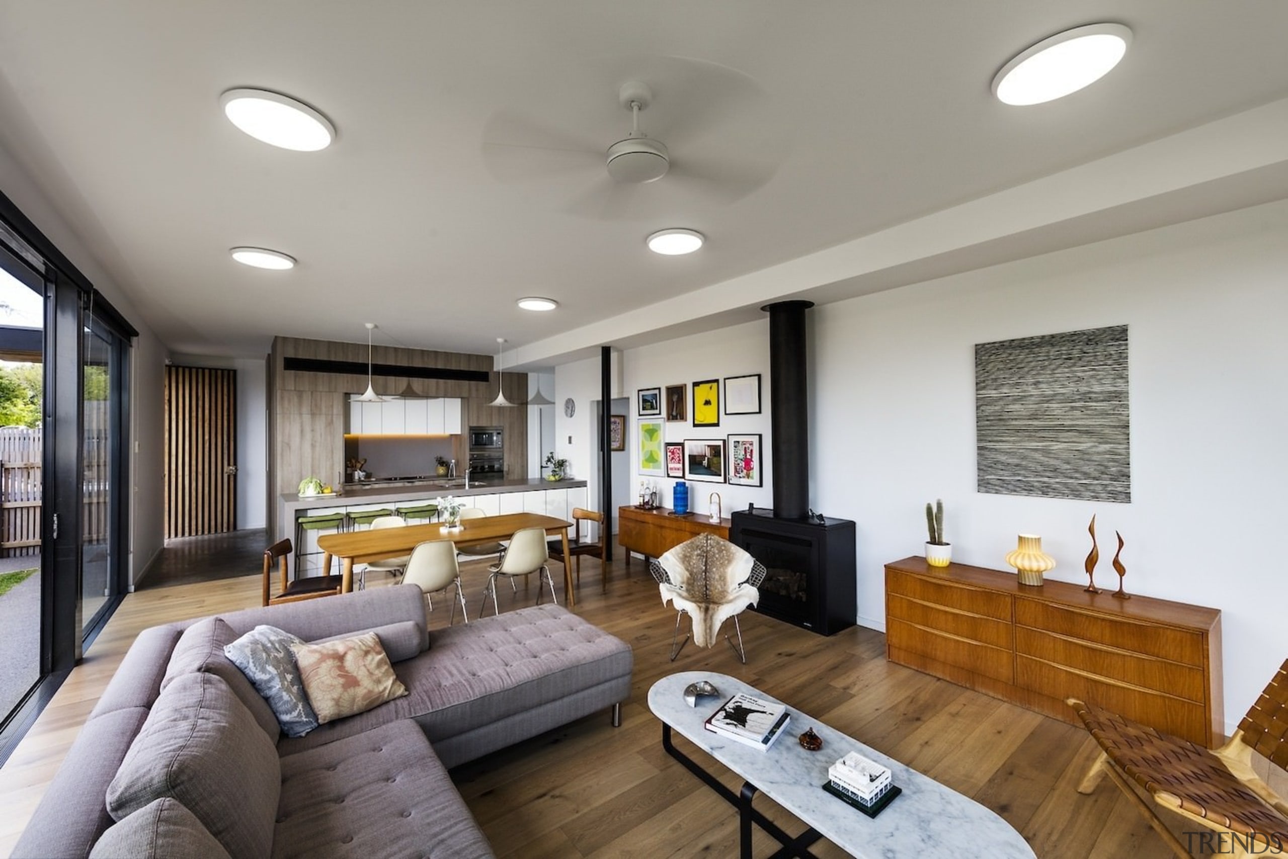 Architect: Ryall &amp; Smith ArchitectsPhotography by John ceiling, home, house, interior design, living room, property, real estate, room, gray