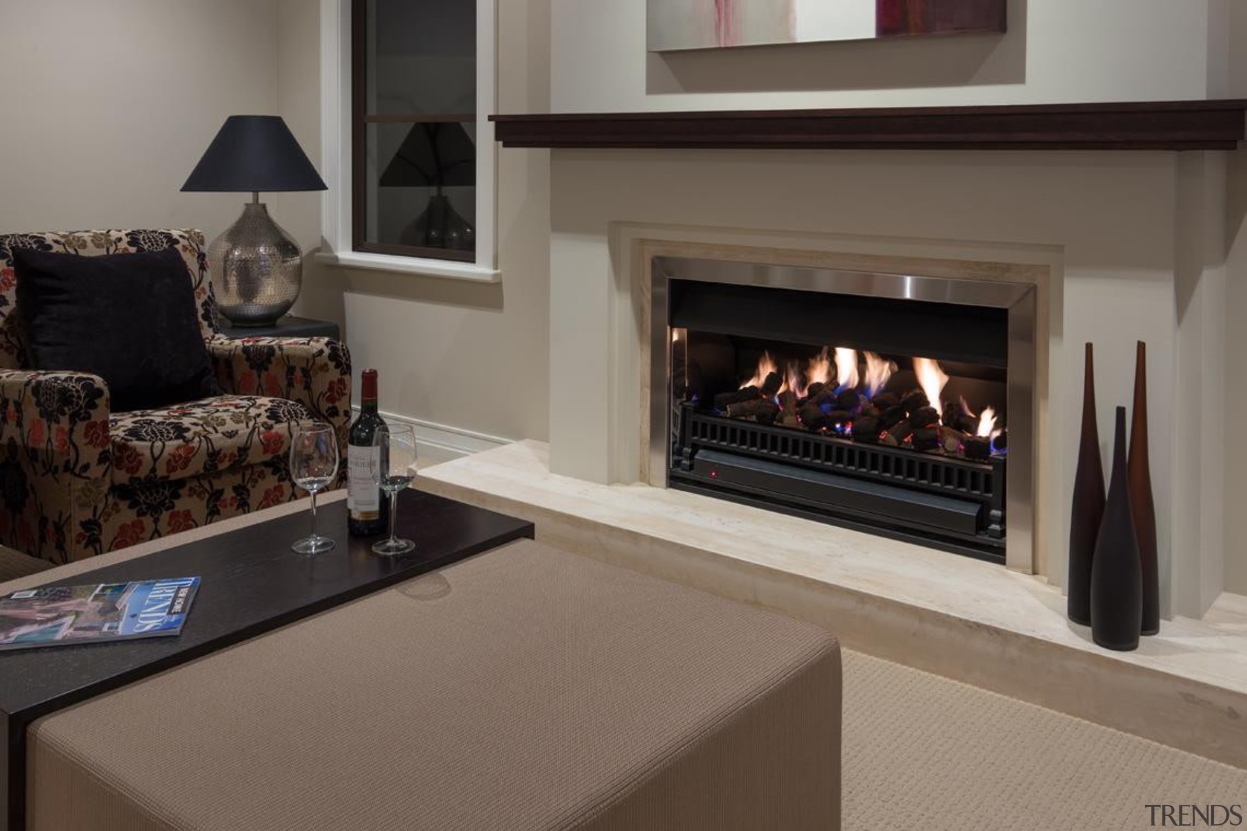 Mellons Bay 13 - fireplace | floor | fireplace, floor, flooring, hearth, interior design, living room, wood burning stove, gray, black